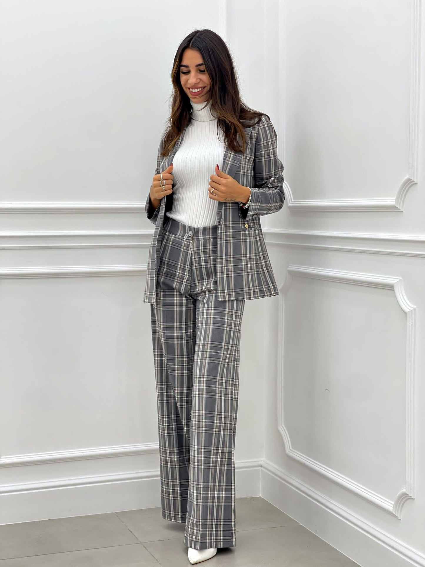 PANTALONE PALAZZO QUADRI TOP QUALITY