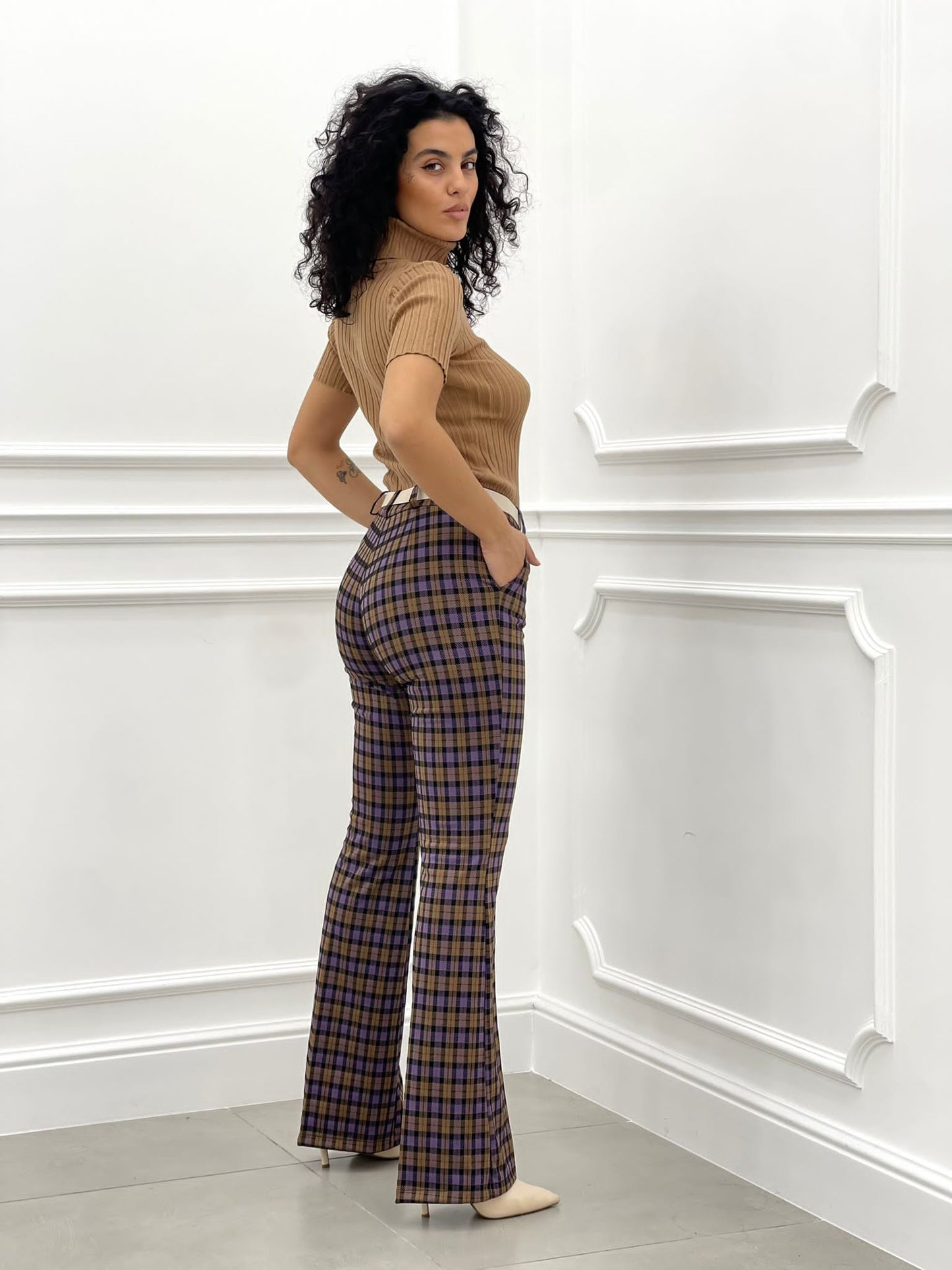 PANTALONE ZAMPA QUADRI TOP QUALITY