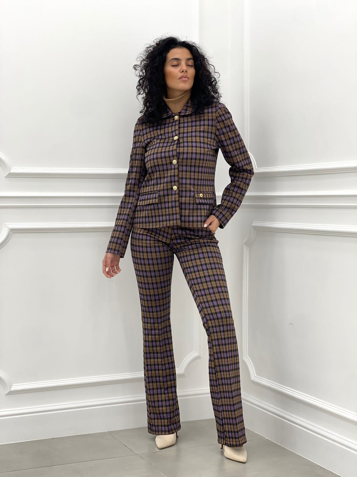 PANTALONE ZAMPA QUADRI TOP QUALITY