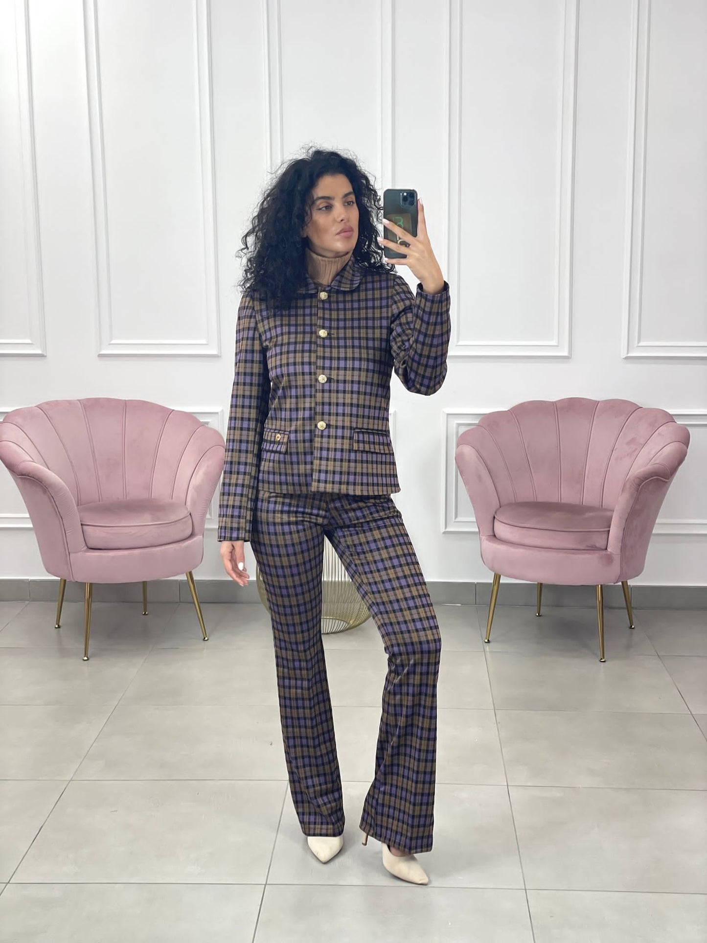 PANTALONE ZAMPA QUADRI TOP QUALITY