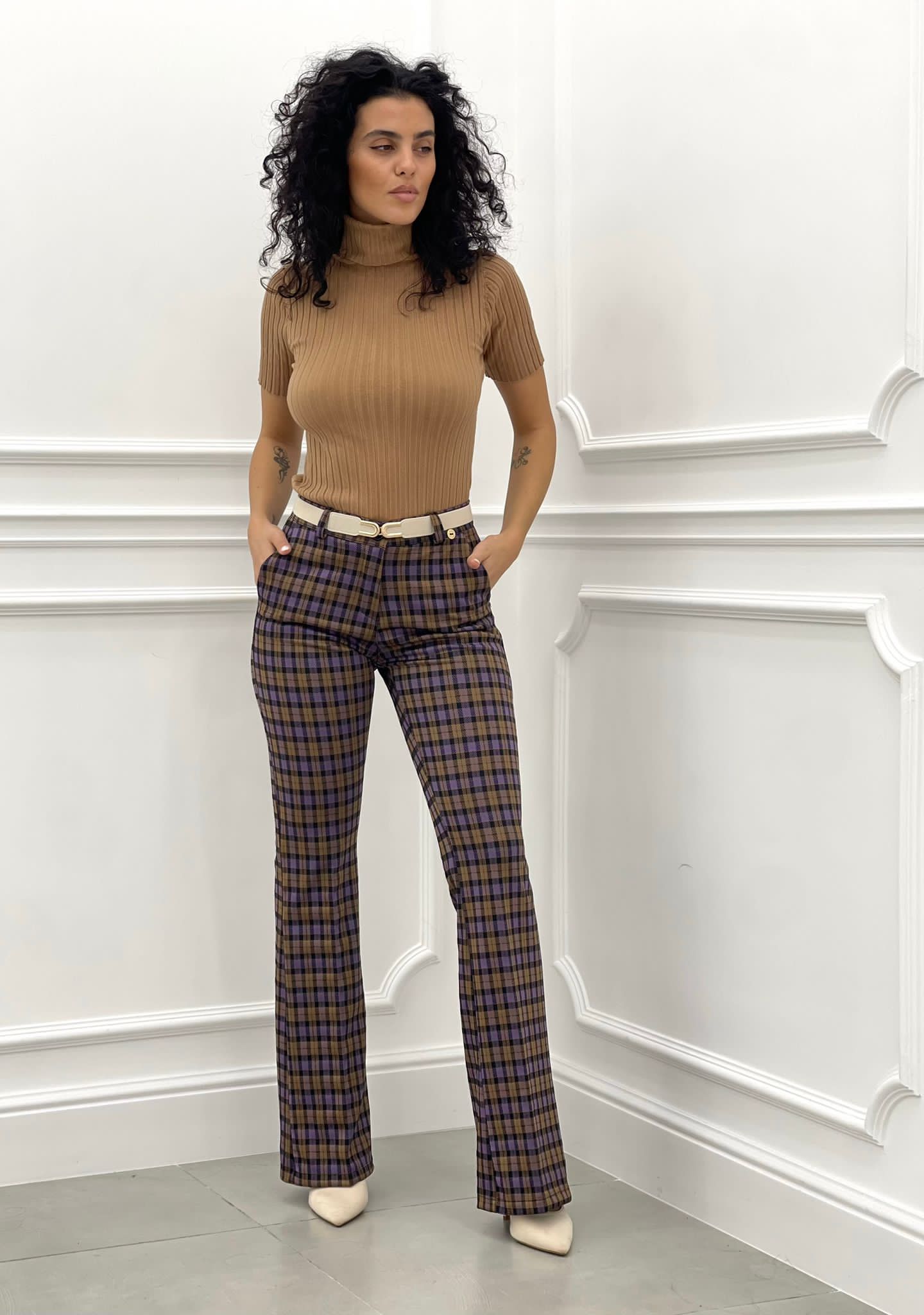 PANTALONE ZAMPA QUADRI TOP QUALITY