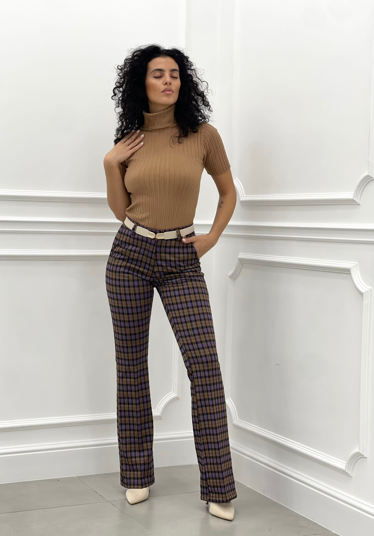 PANTALONE ZAMPA QUADRI TOP QUALITY