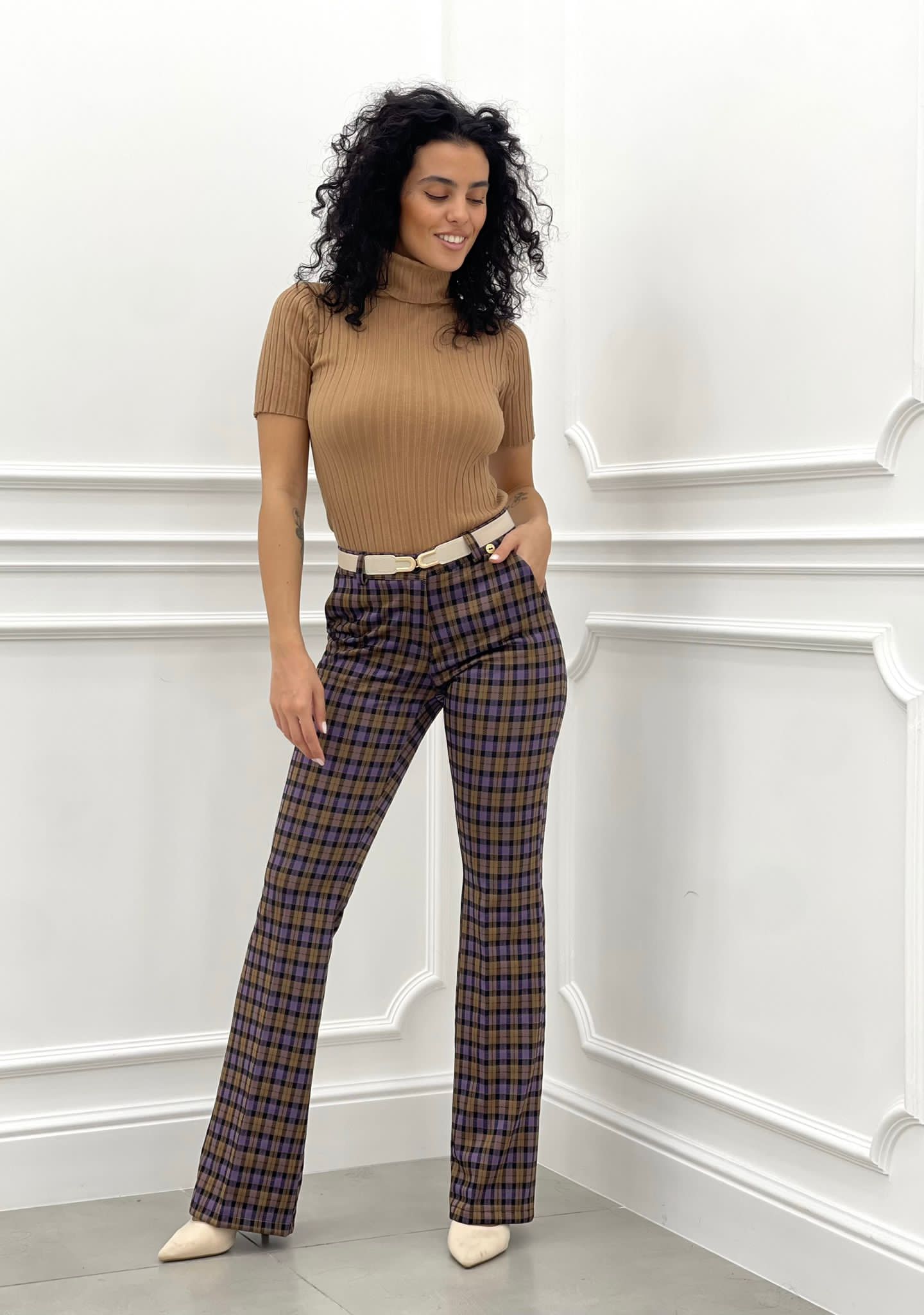 PANTALONE ZAMPA QUADRI TOP QUALITY
