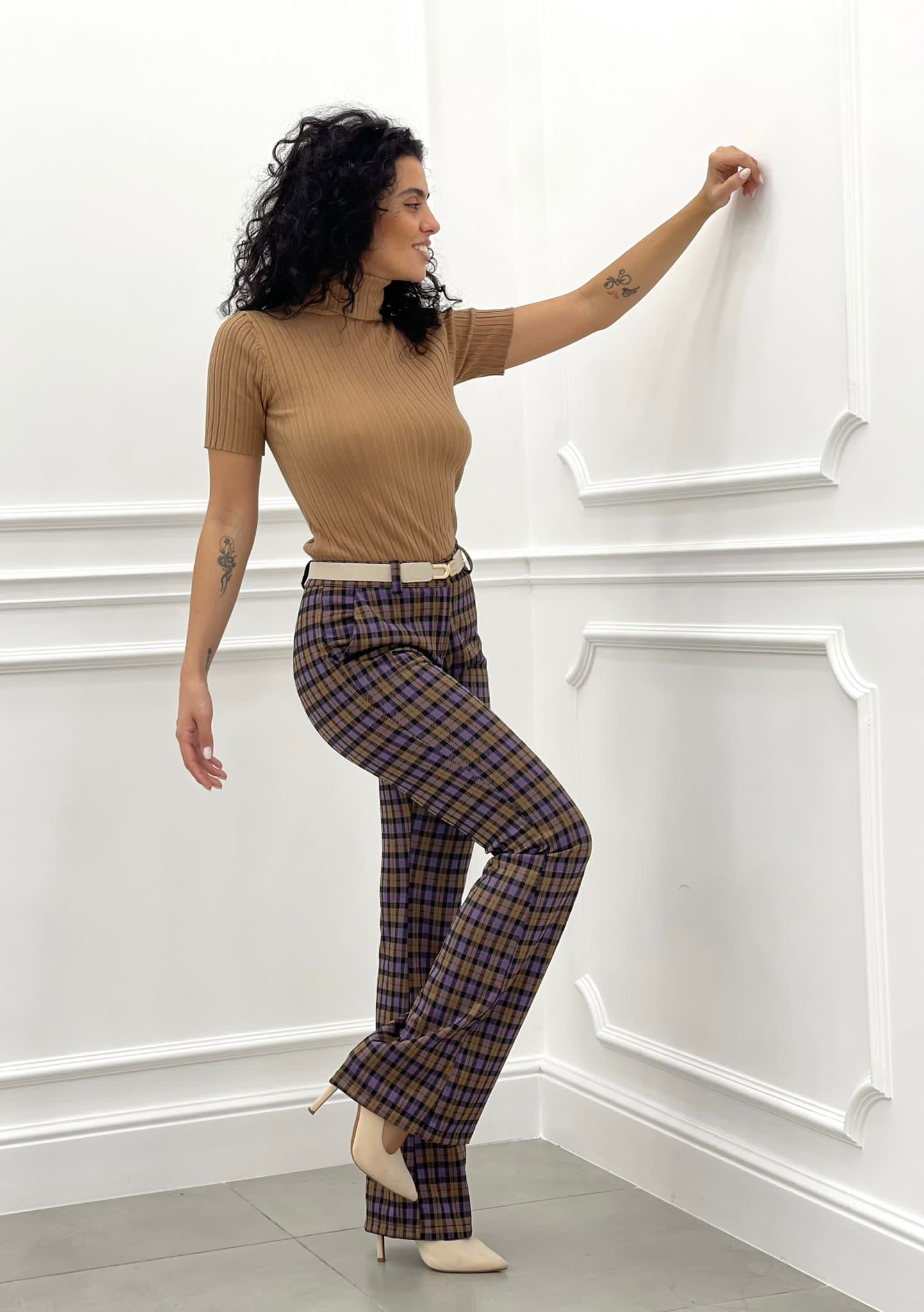 PANTALONE ZAMPA QUADRI TOP QUALITY