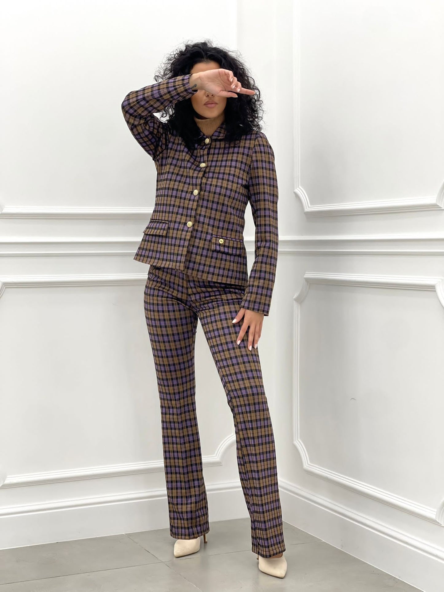 PANTALONE ZAMPA QUADRI TOP QUALITY