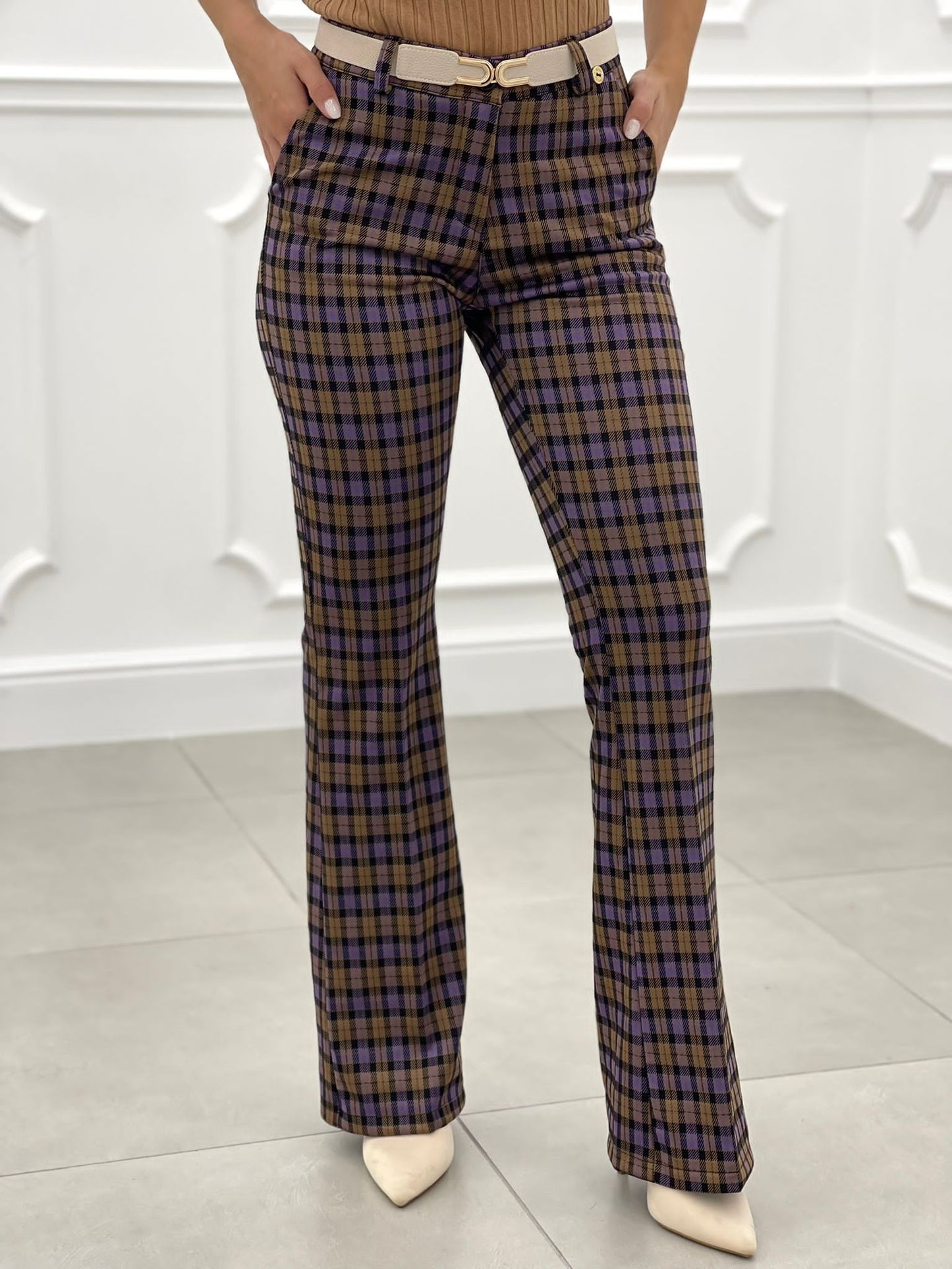 PANTALONE ZAMPA QUADRI TOP QUALITY