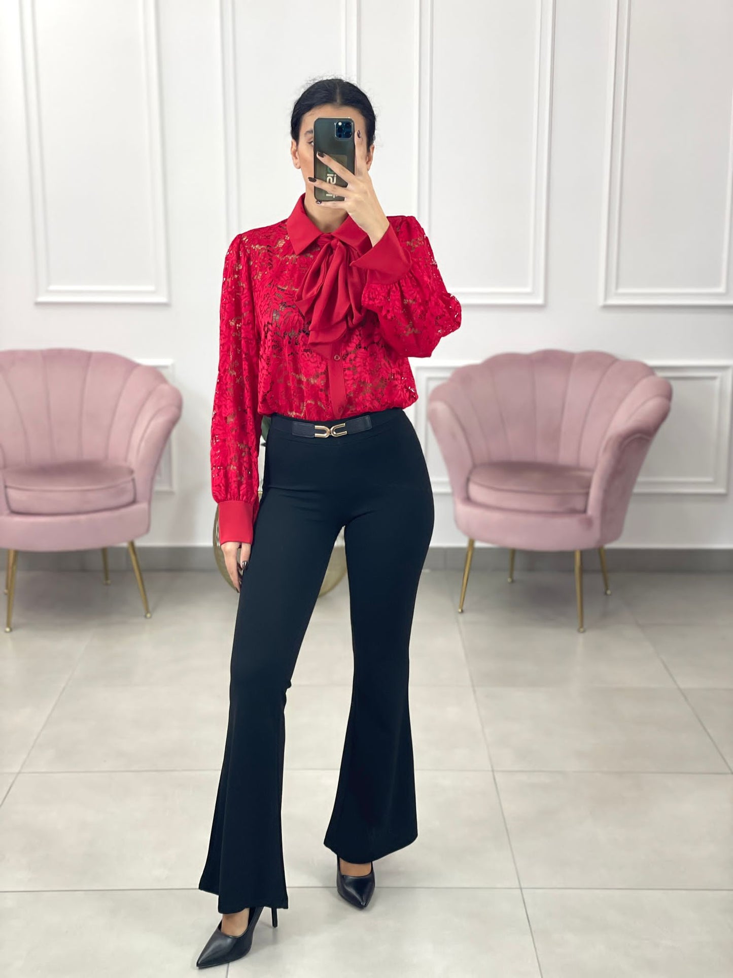 CAMICIA PIZZO MACRAME' CON FIOCCO
