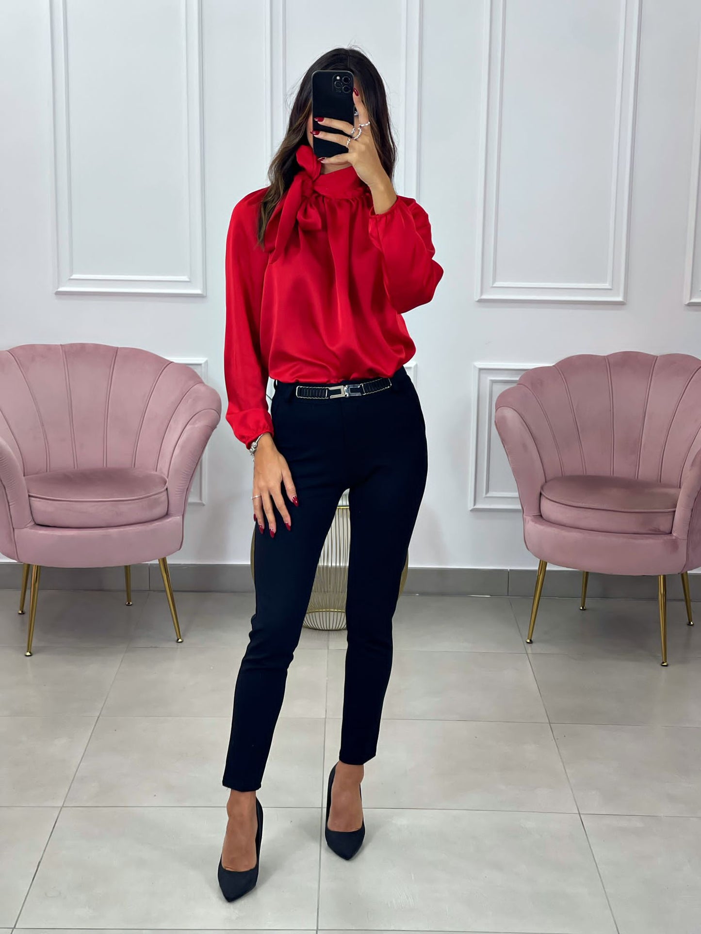 BLUSA IN RASO CON FIOCCO