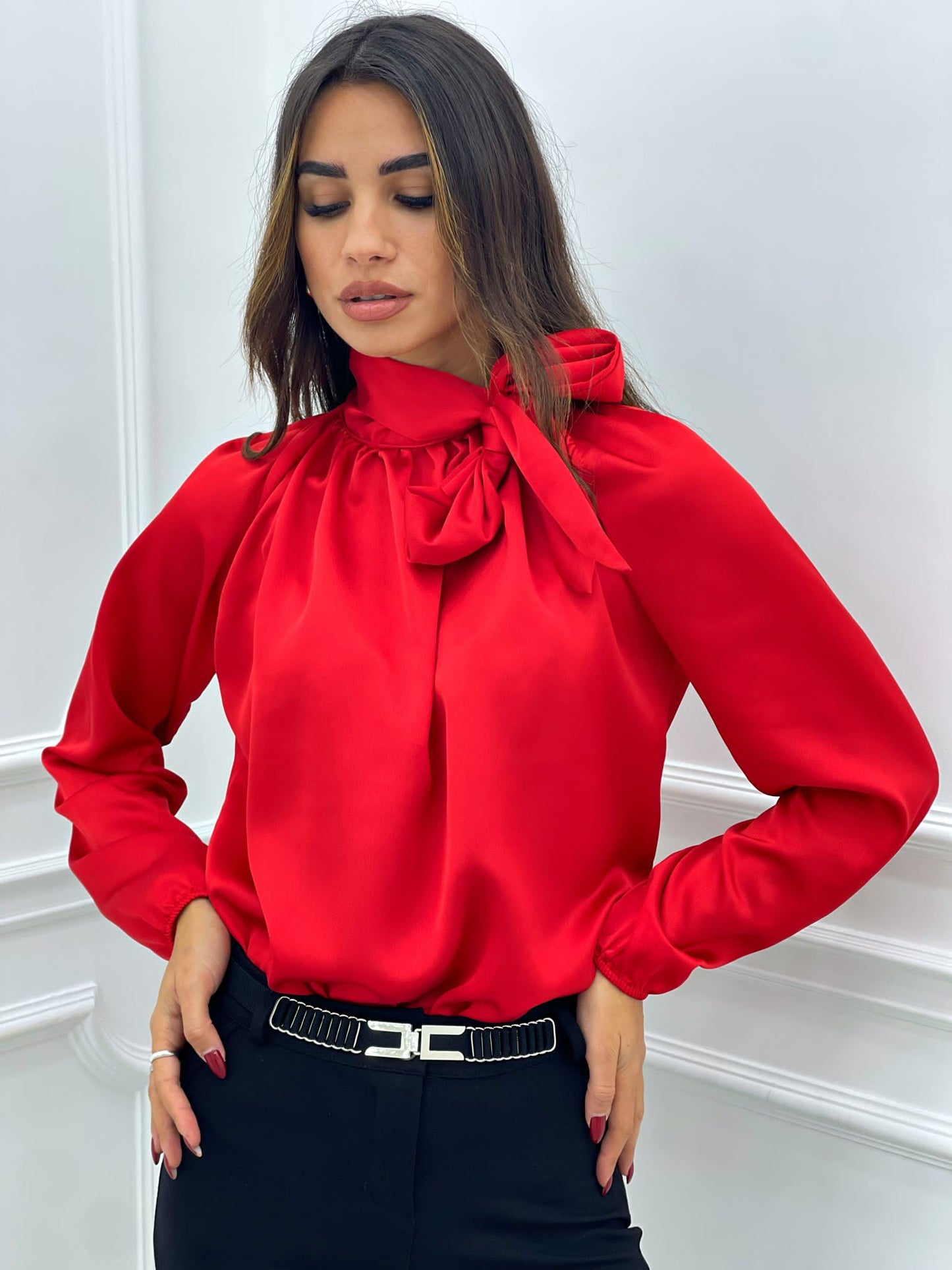 BLUSA IN RASO CON FIOCCO