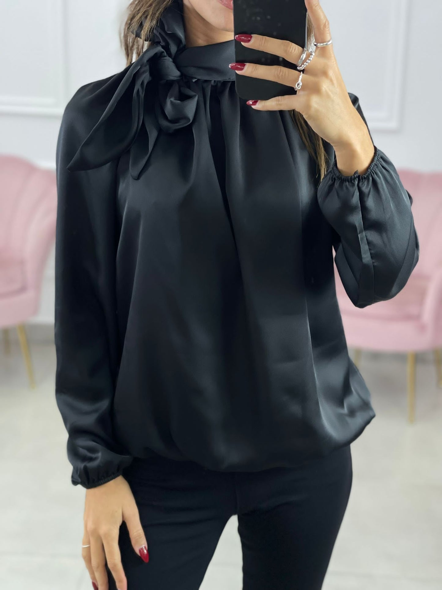BLUSA IN RASO CON FIOCCO