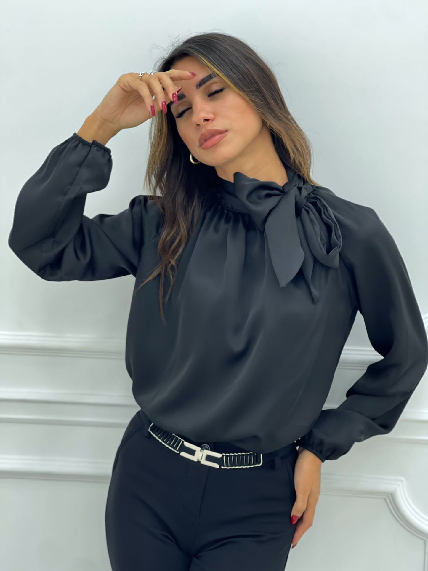 BLUSA IN RASO CON FIOCCO