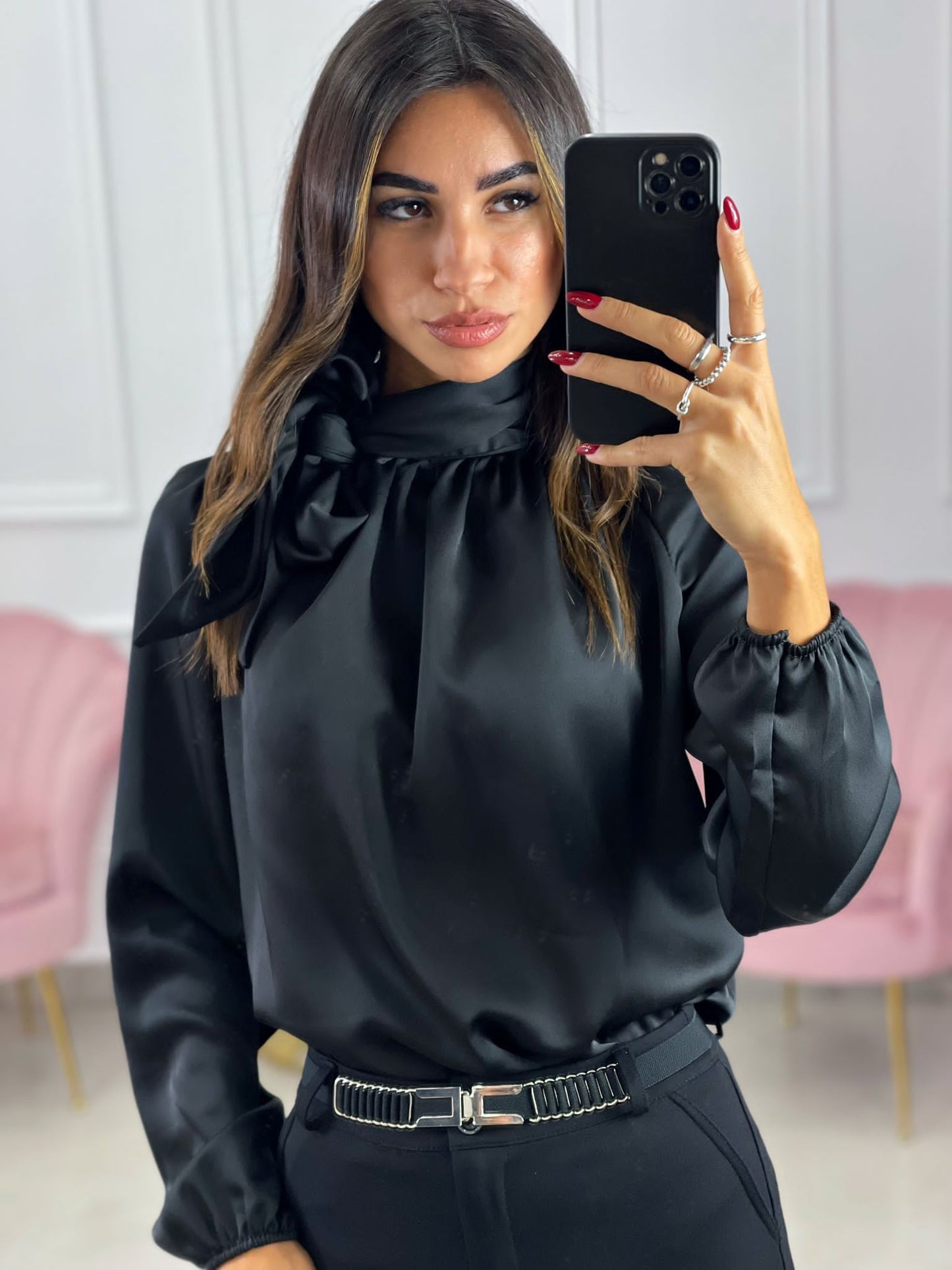 BLUSA IN RASO CON FIOCCO