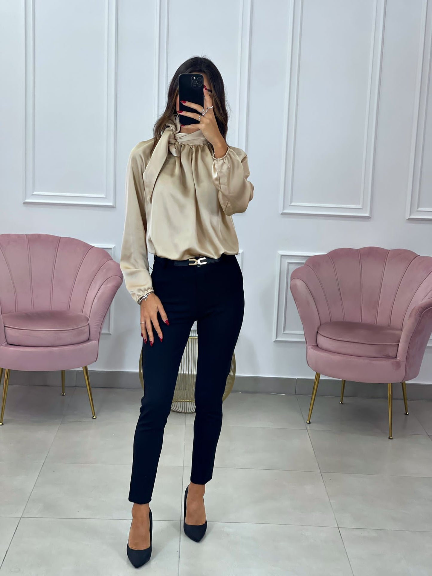 BLUSA IN RASO CON FIOCCO