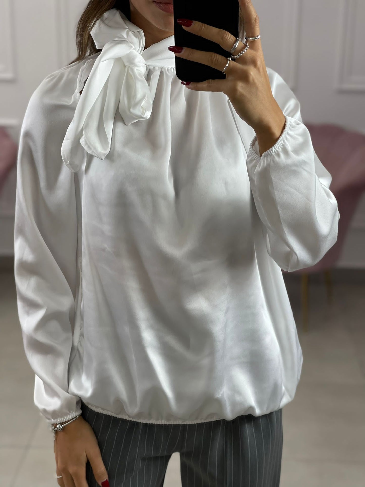 BLUSA IN RASO CON FIOCCO
