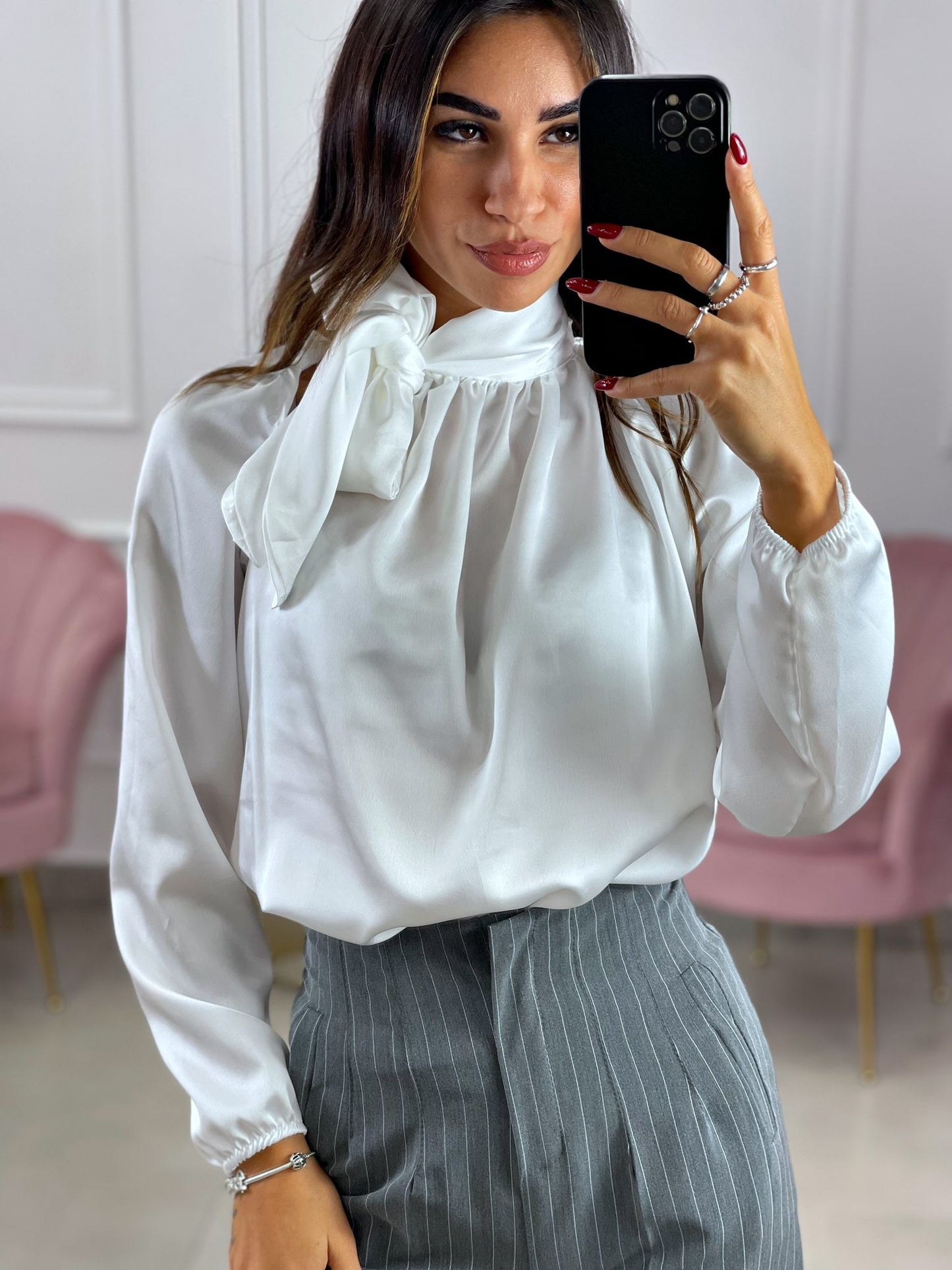 BLUSA IN RASO CON FIOCCO