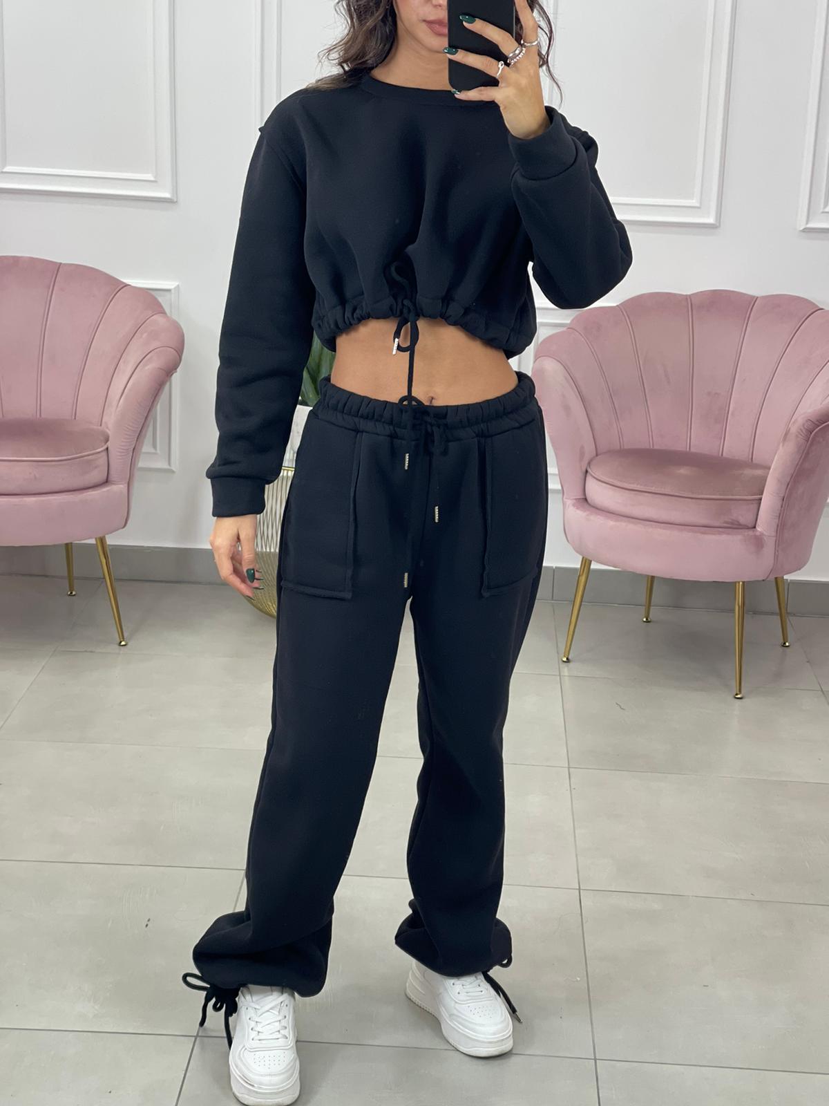 COMPLETO FELPA CROP E PANTALONE