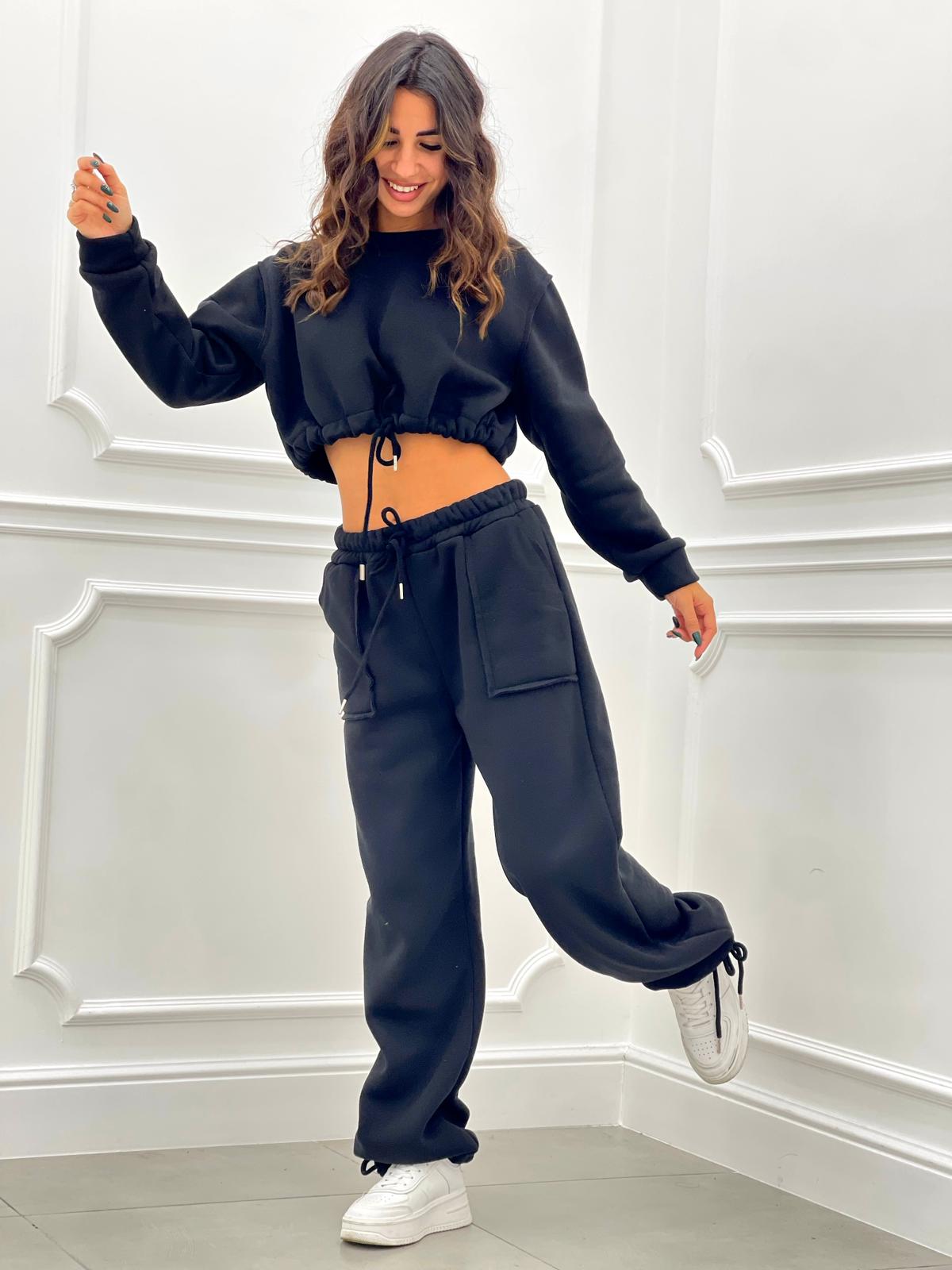 COMPLETO FELPA CROP E PANTALONE