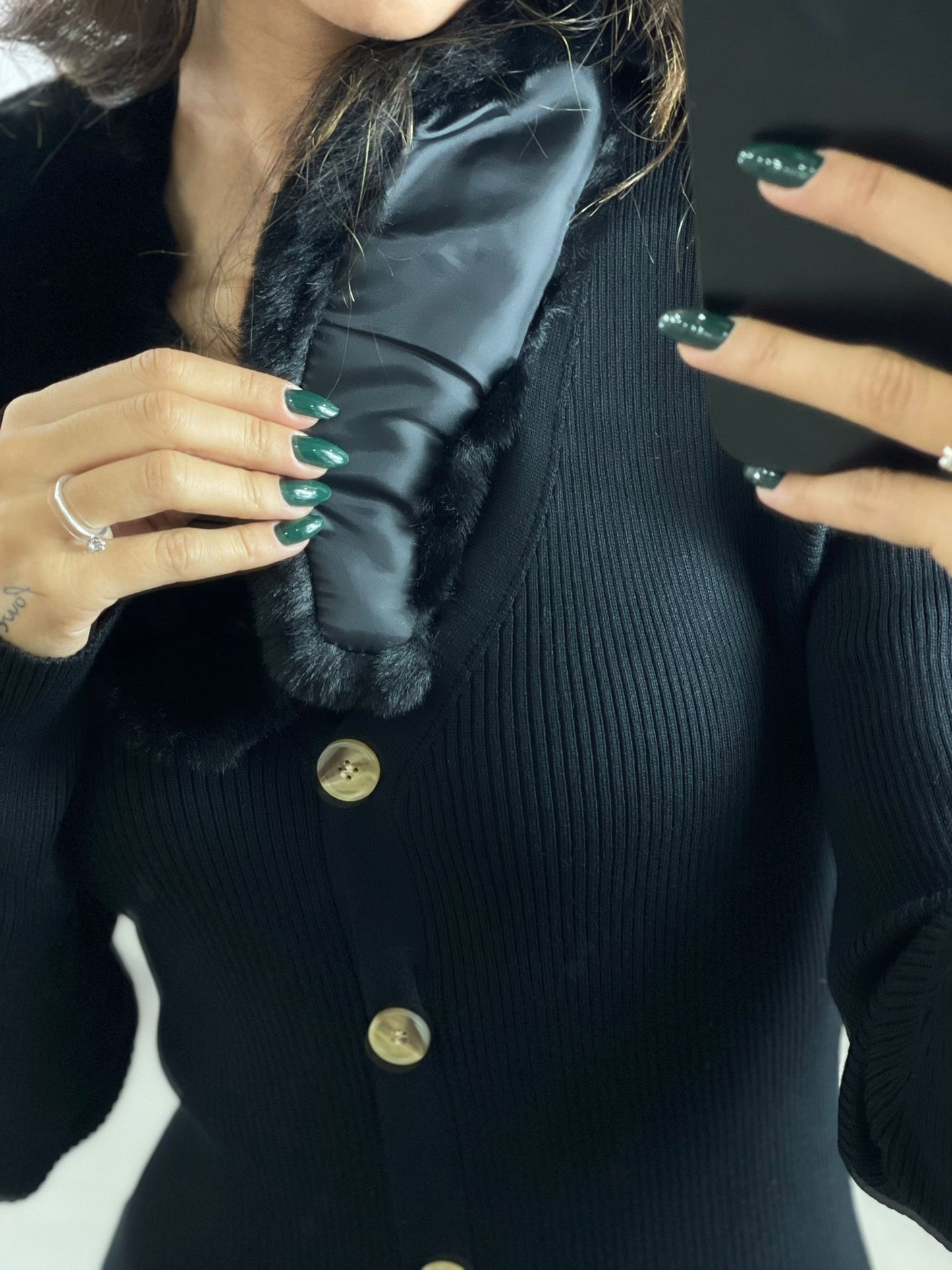 VESTITO LANA COSTINA CON COLLO PELLICCIA