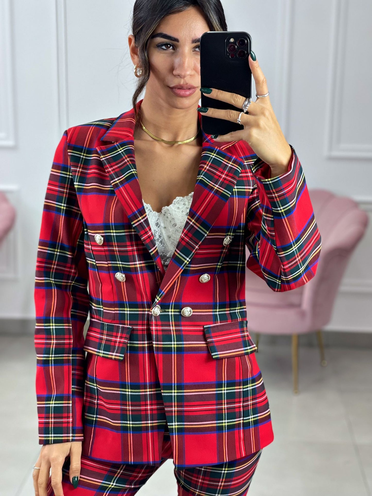 GIACCA IN TARTAN DOPPIO PETTO