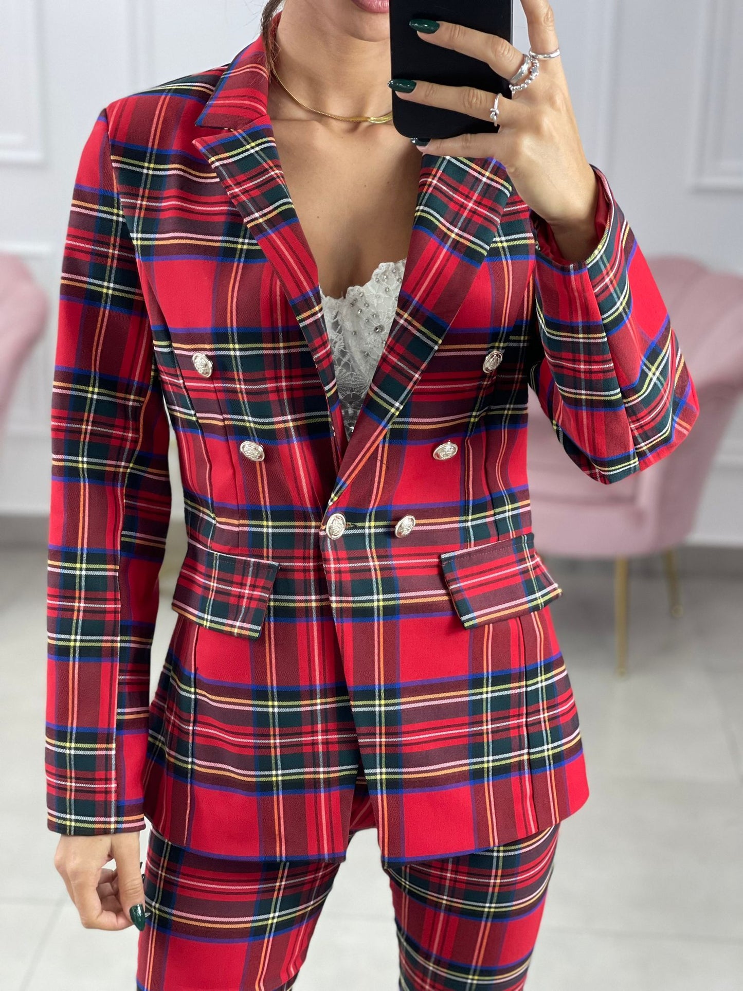 GIACCA IN TARTAN DOPPIO PETTO