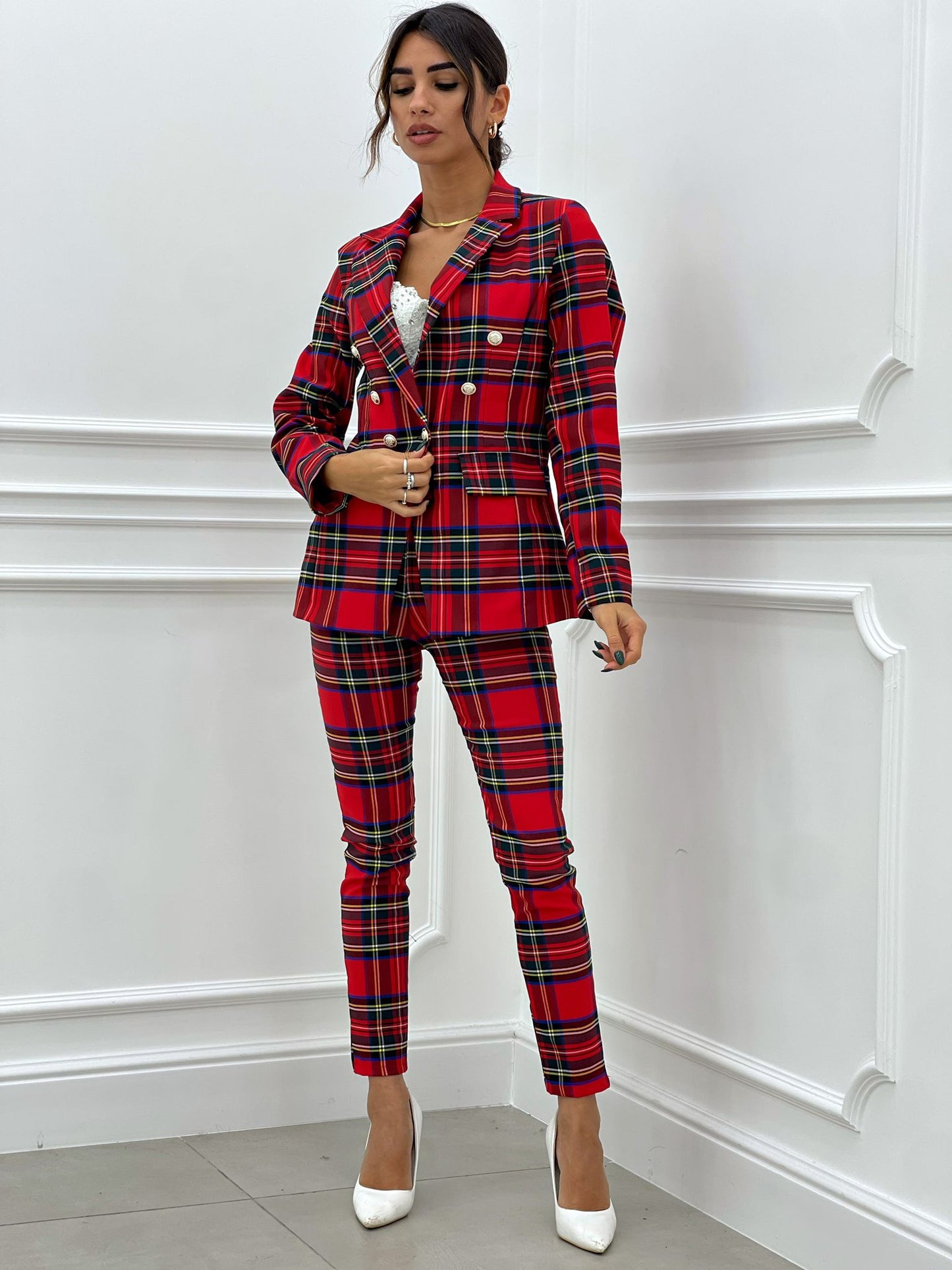 GIACCA IN TARTAN DOPPIO PETTO
