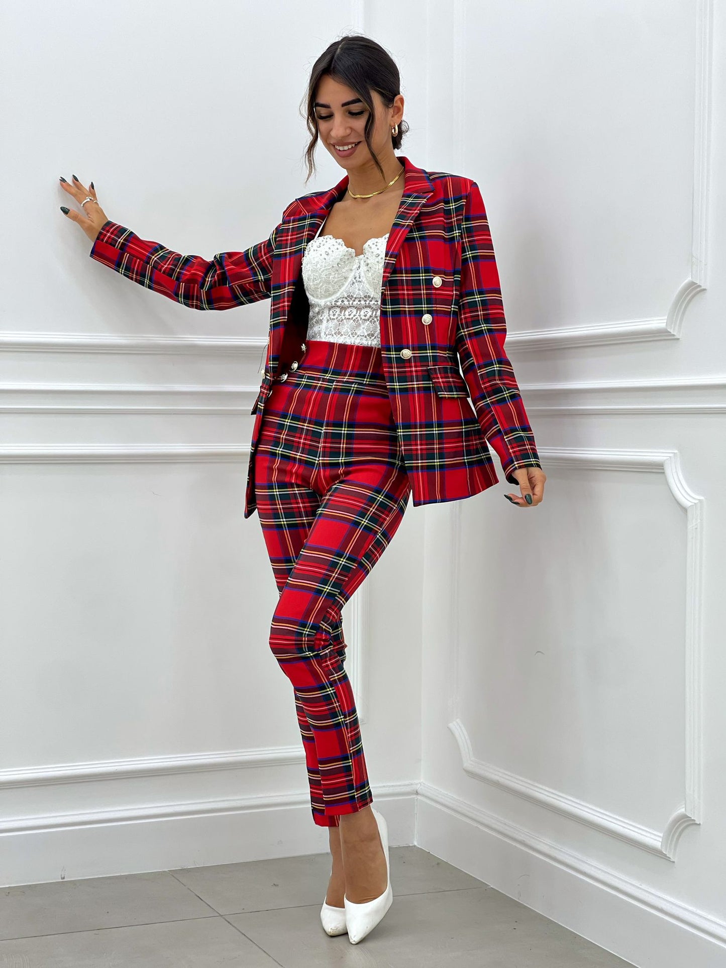GIACCA IN TARTAN DOPPIO PETTO