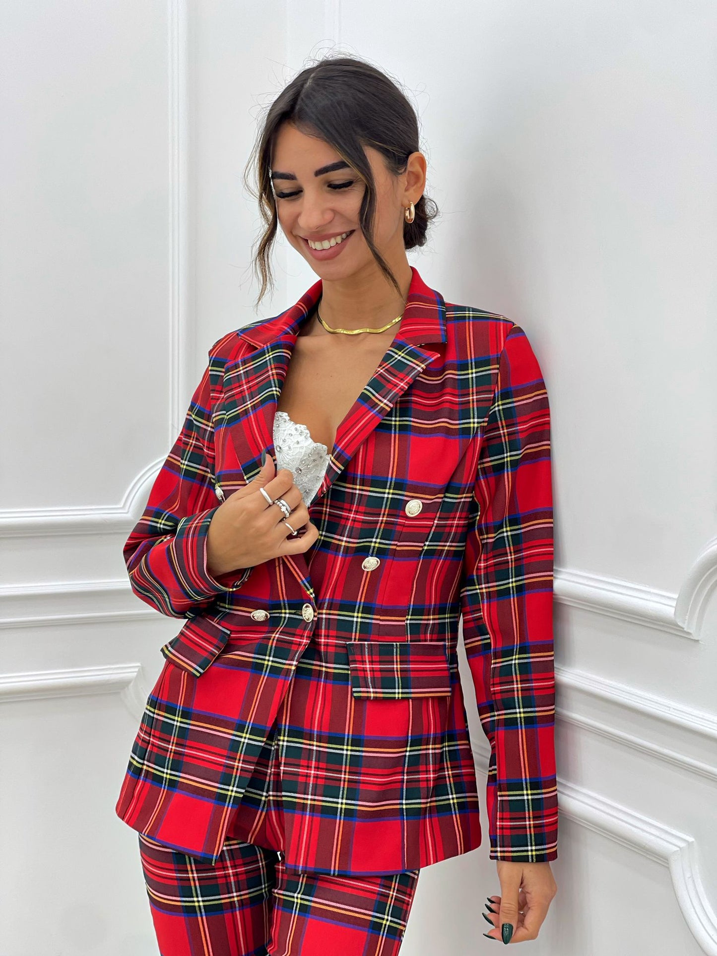 GIACCA IN TARTAN DOPPIO PETTO