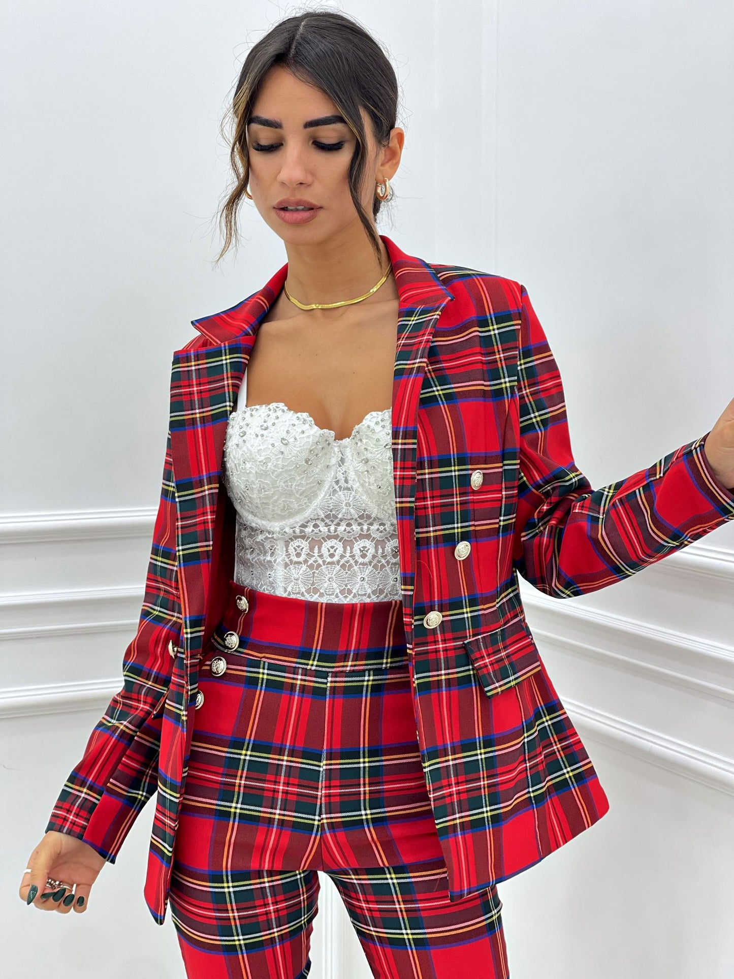 GIACCA IN TARTAN DOPPIO PETTO