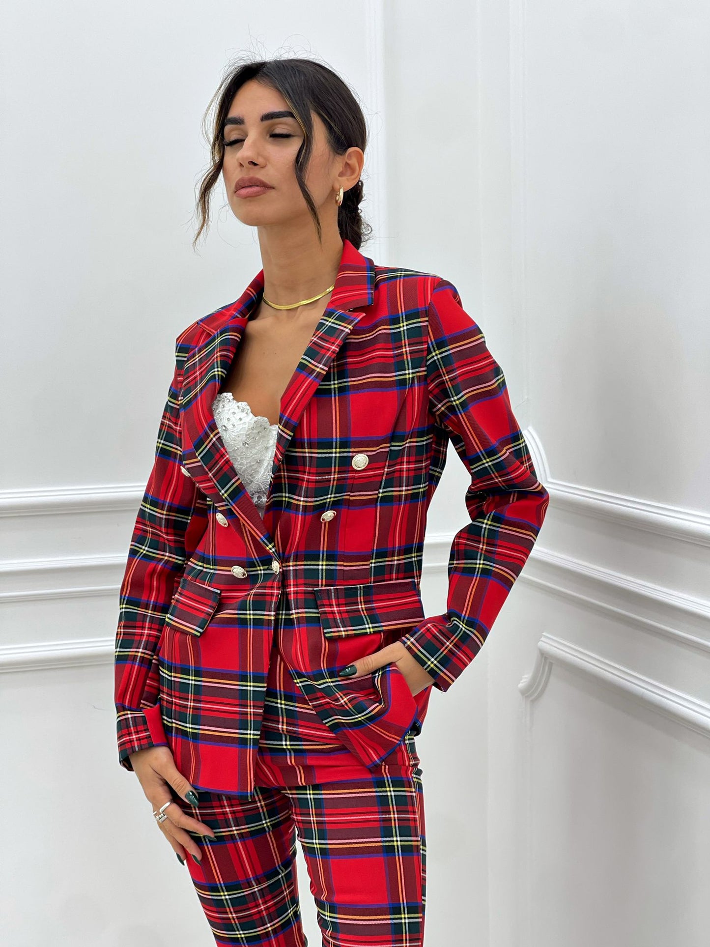 GIACCA IN TARTAN DOPPIO PETTO