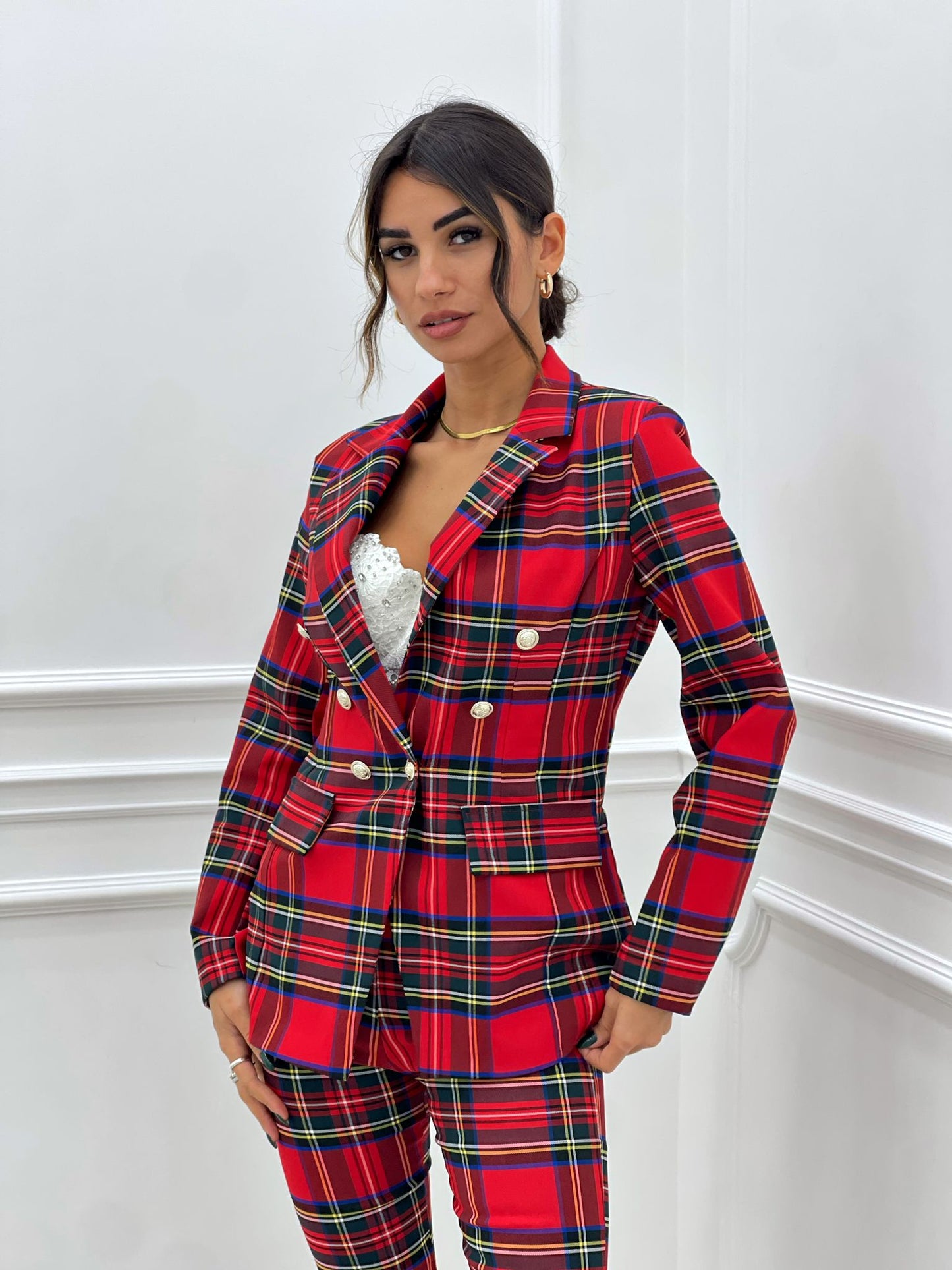 GIACCA IN TARTAN DOPPIO PETTO