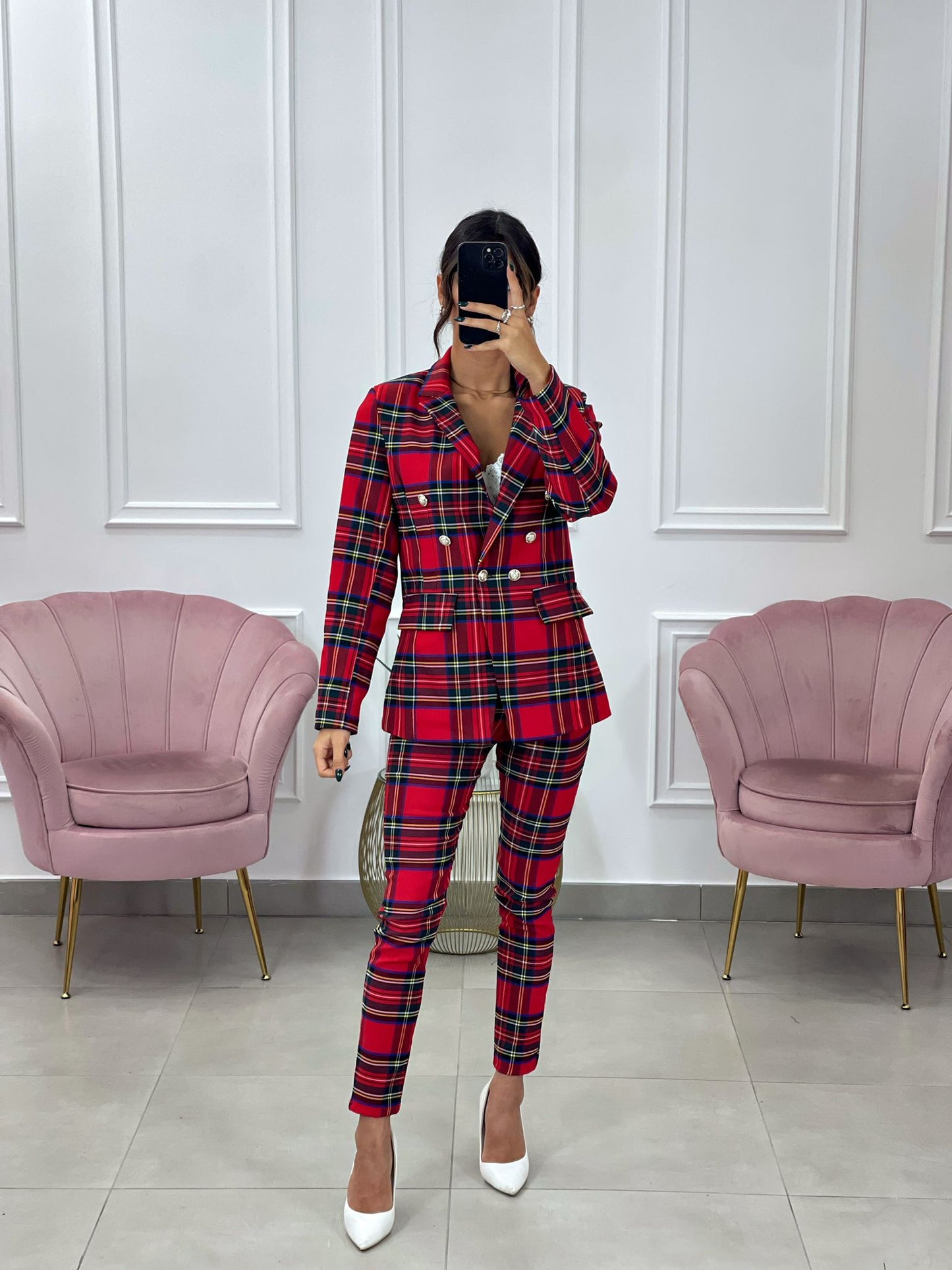 GIACCA IN TARTAN DOPPIO PETTO