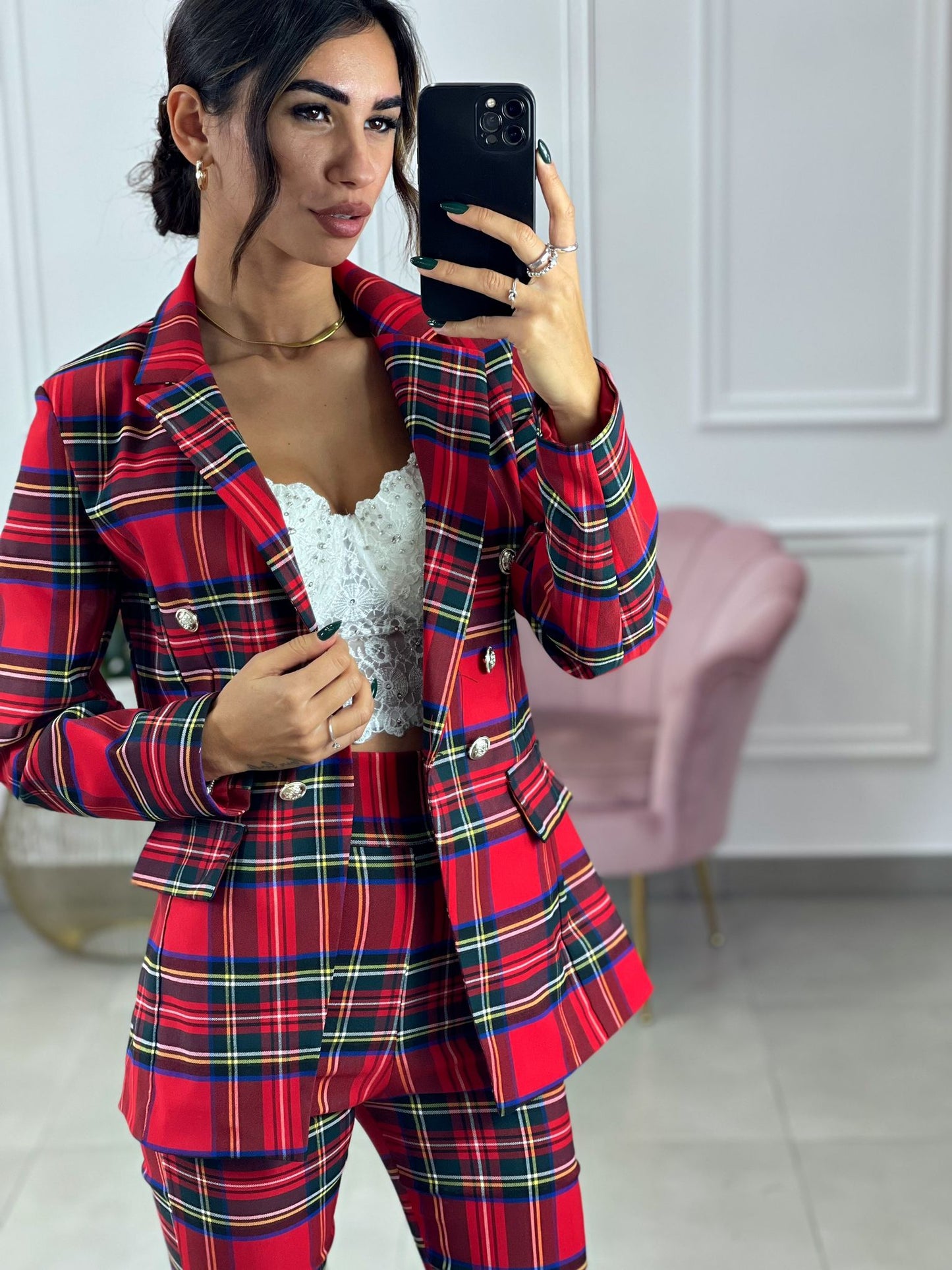 GIACCA IN TARTAN DOPPIO PETTO