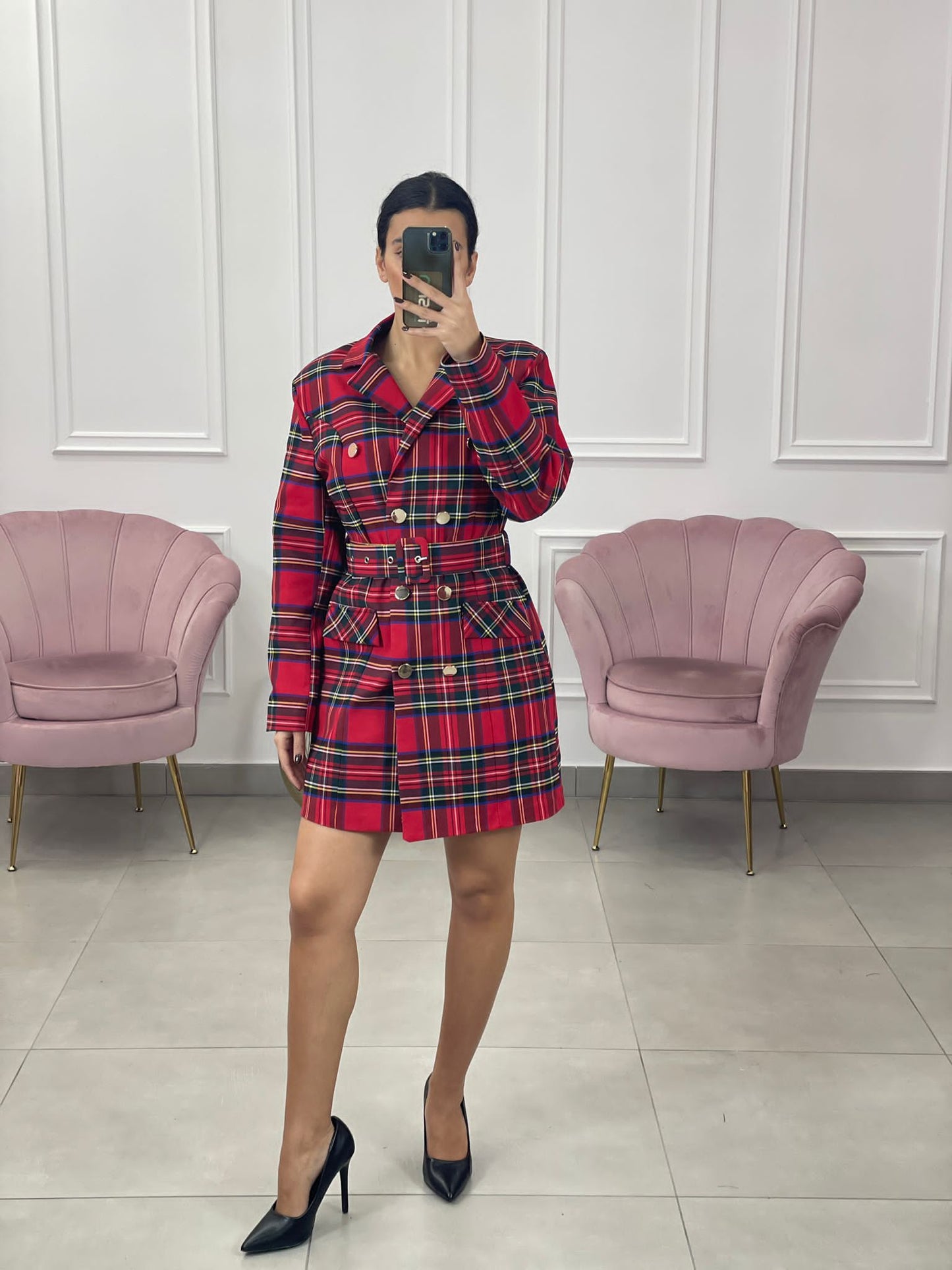 VESTITO MODELLO GIACCA IN TARTAN