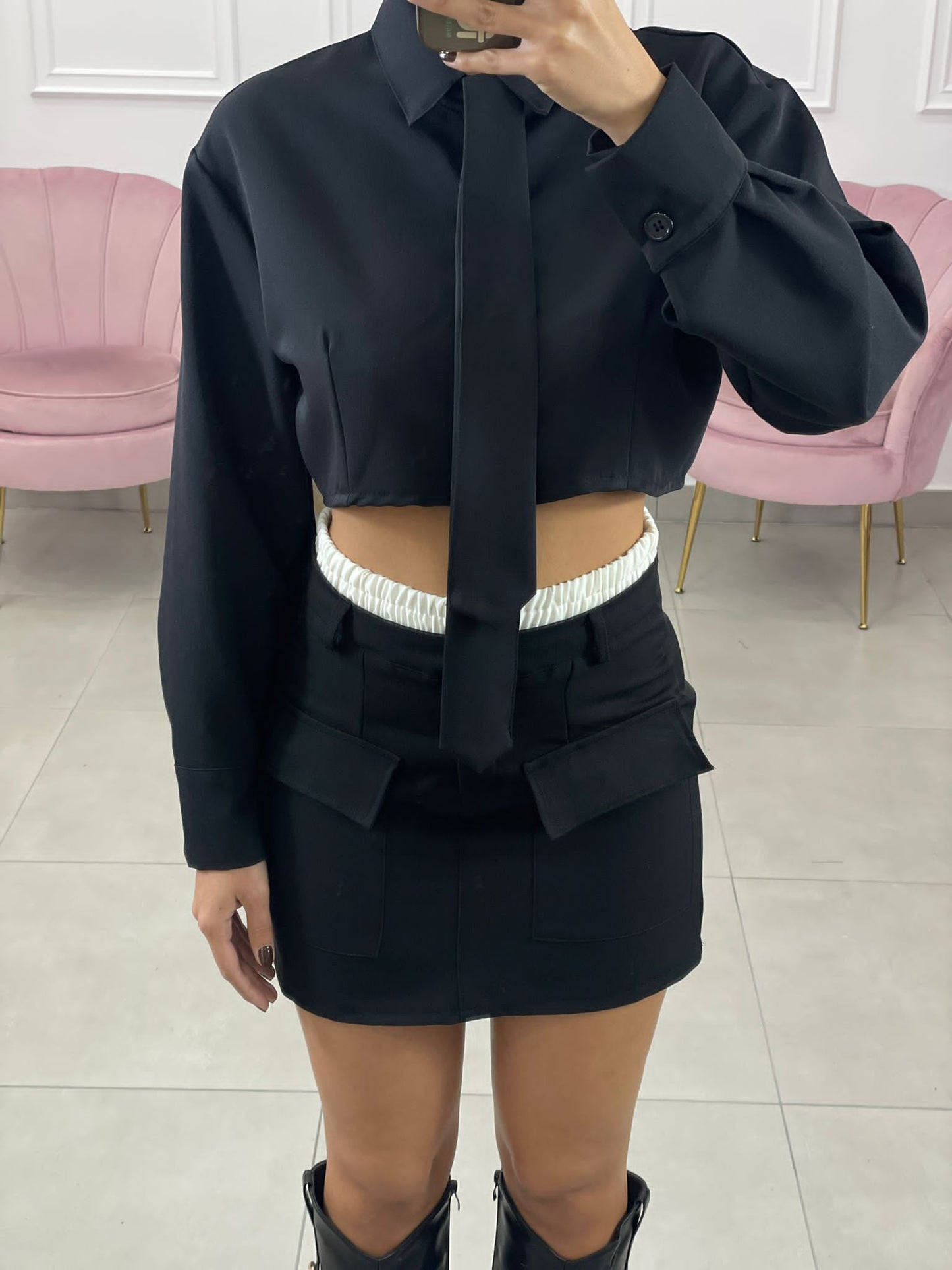 COMPLETO CAMICIA CON CRAVATTA E GONNA