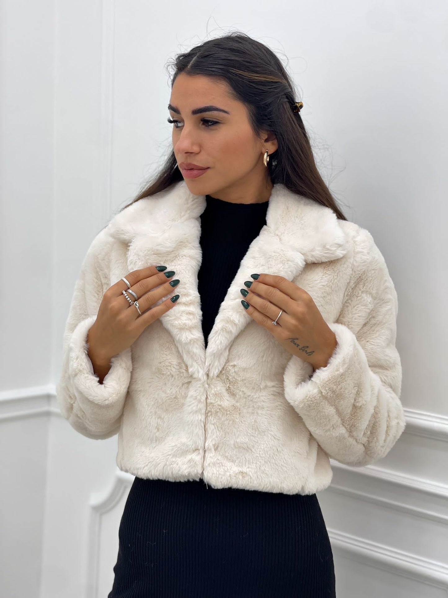 ECOPELLICCIA CROP CON TASCHE