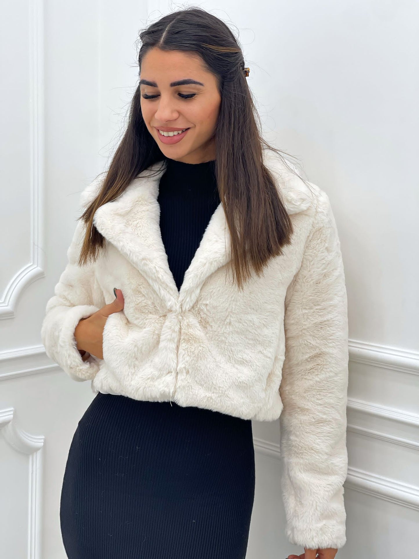 ECOPELLICCIA CROP CON TASCHE