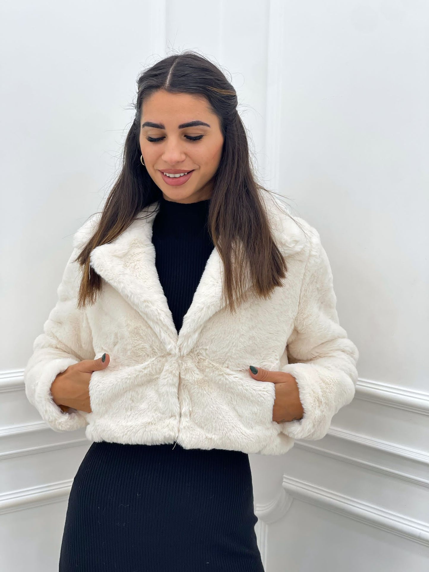 ECOPELLICCIA CROP CON TASCHE