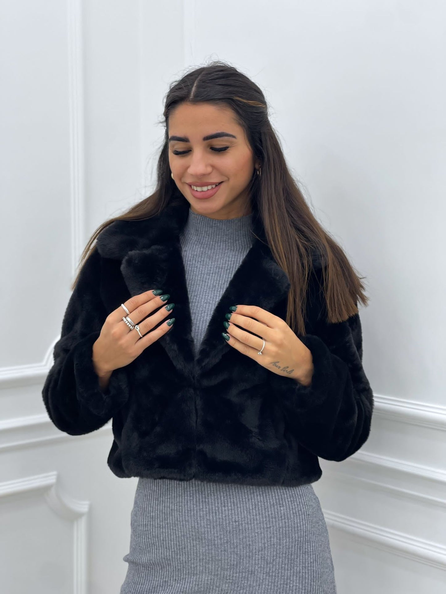 ECOPELLICCIA CROP CON TASCHE