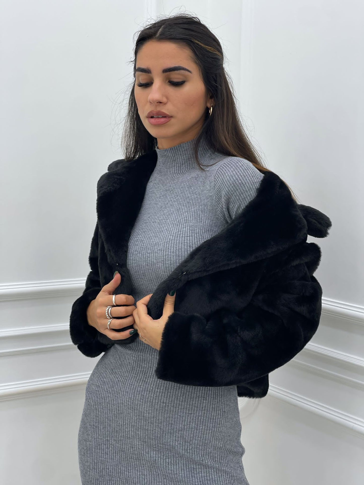 ECOPELLICCIA CROP CON TASCHE