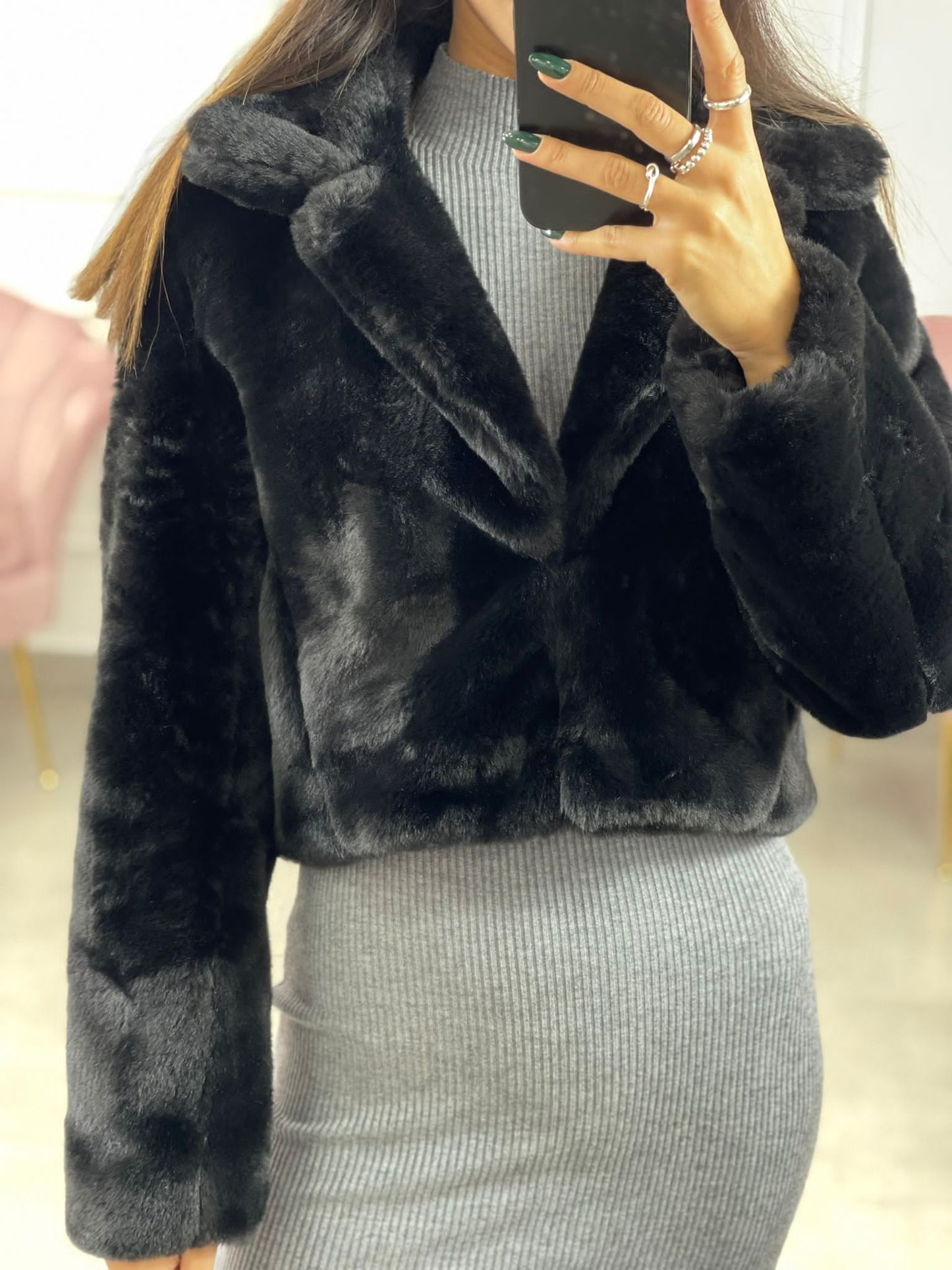 ECOPELLICCIA CROP CON TASCHE