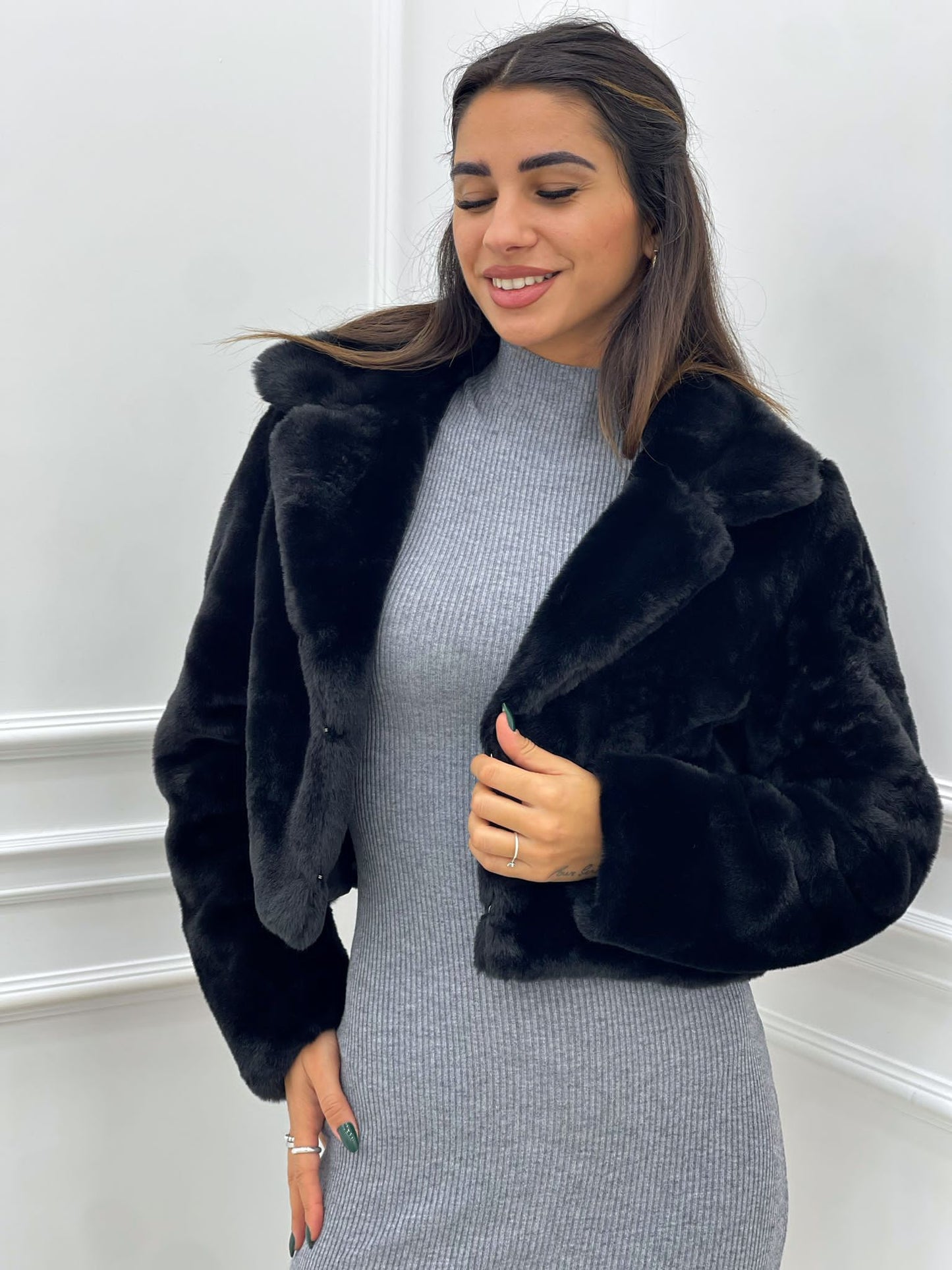 ECOPELLICCIA CROP CON TASCHE