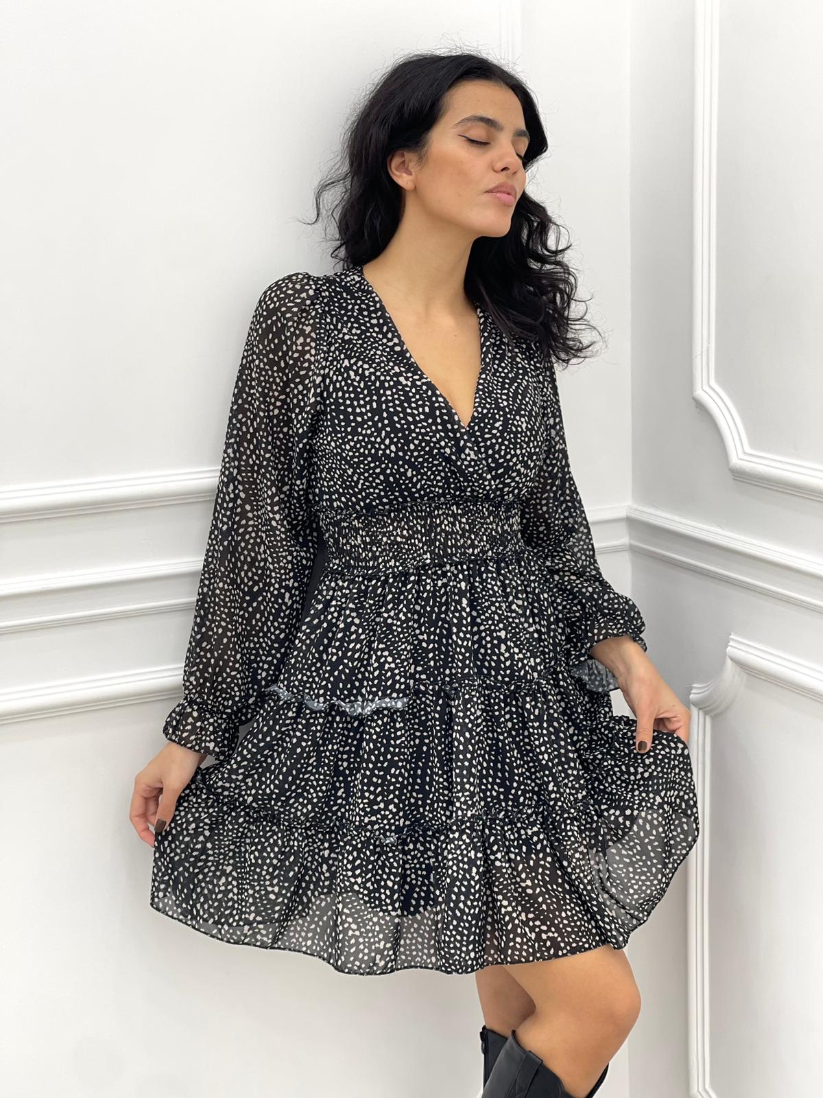 VESTITINO GEORGETTE FANTASIA SCOLLO INCROCIO