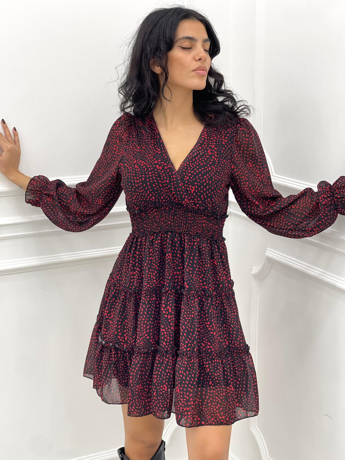 VESTITINO GEORGETTE FANTASIA SCOLLO INCROCIO