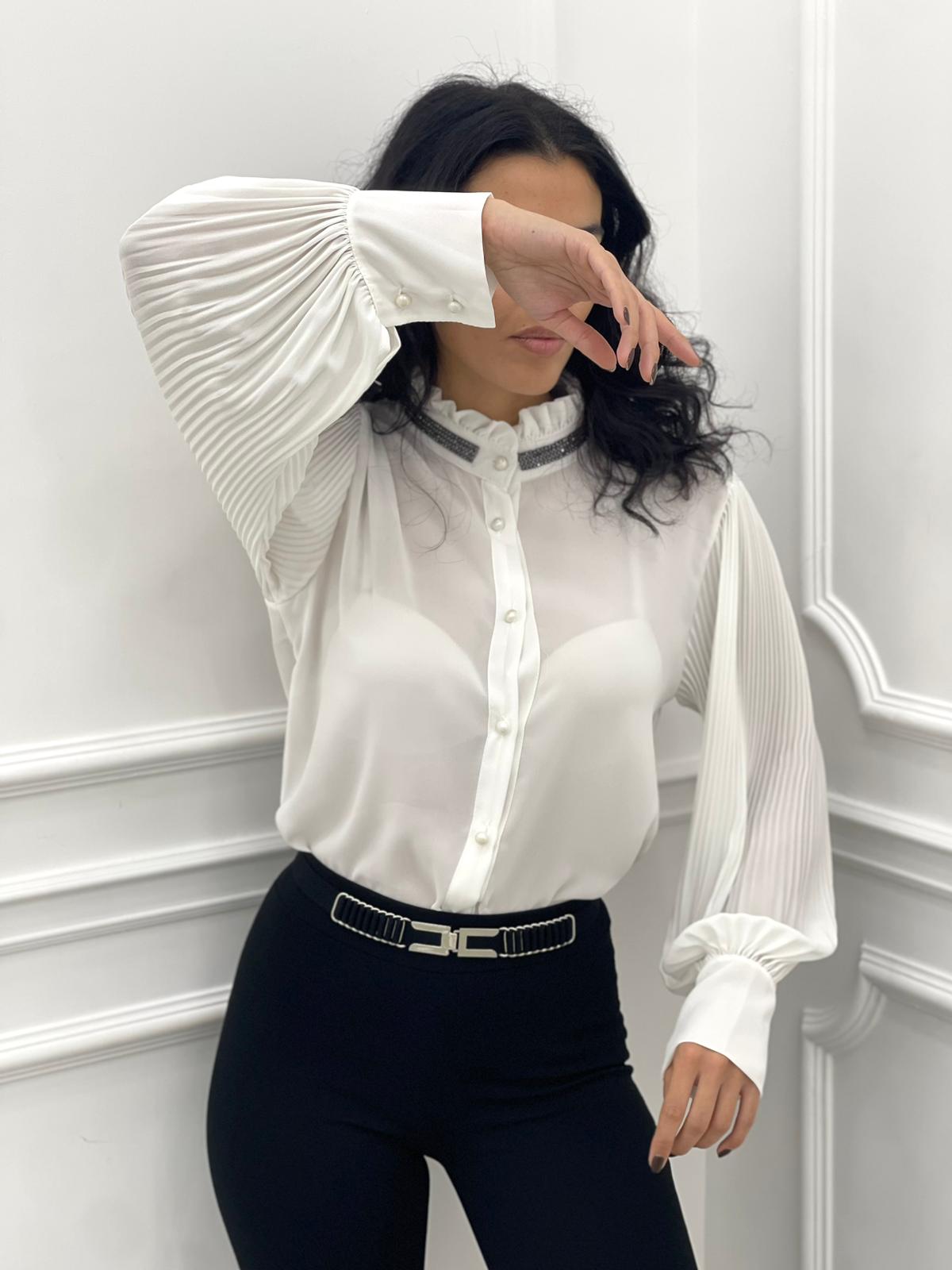 CAMICIA GEORGETTE COLLO STRASS