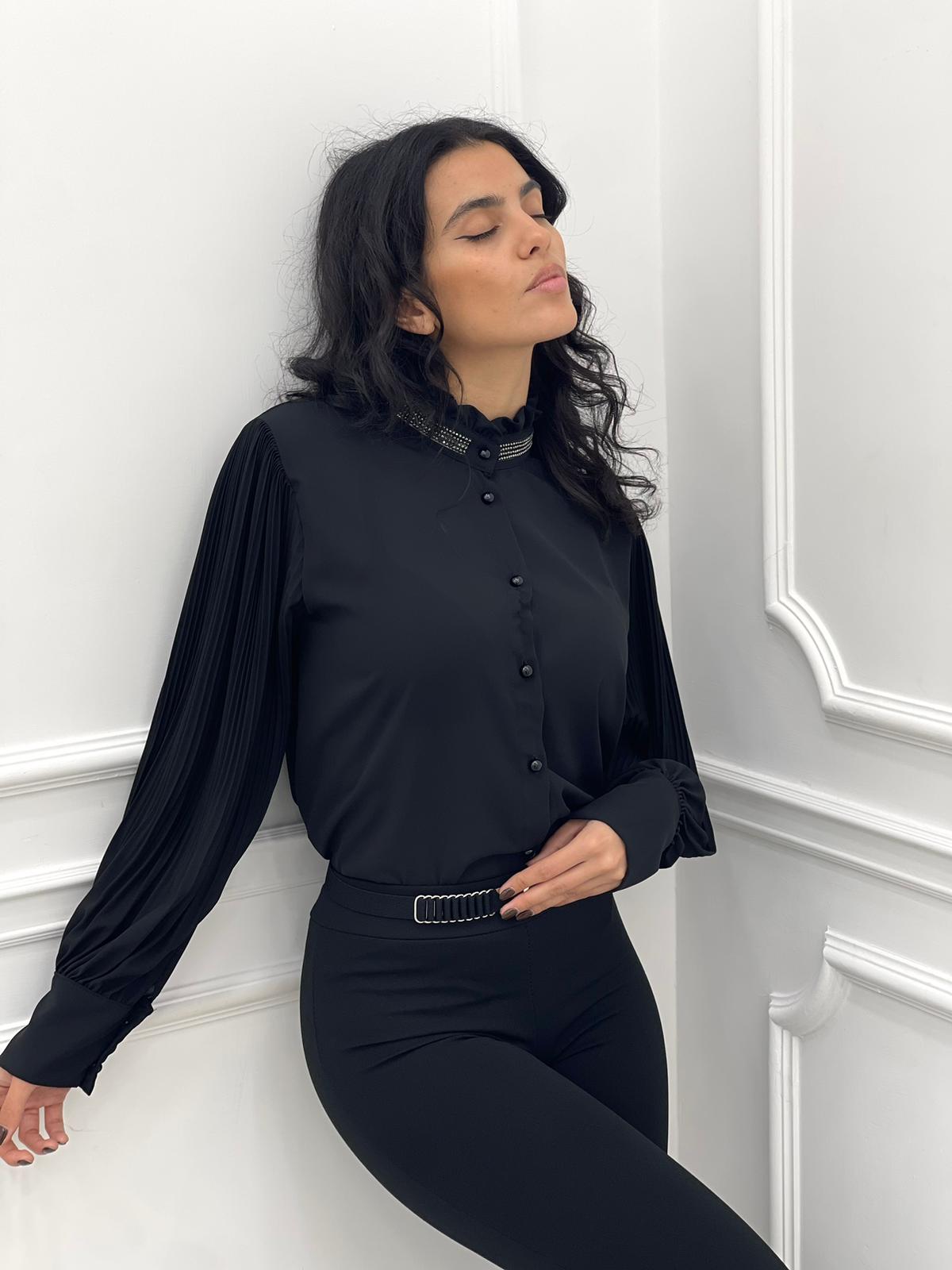 CAMICIA GEORGETTE COLLO STRASS