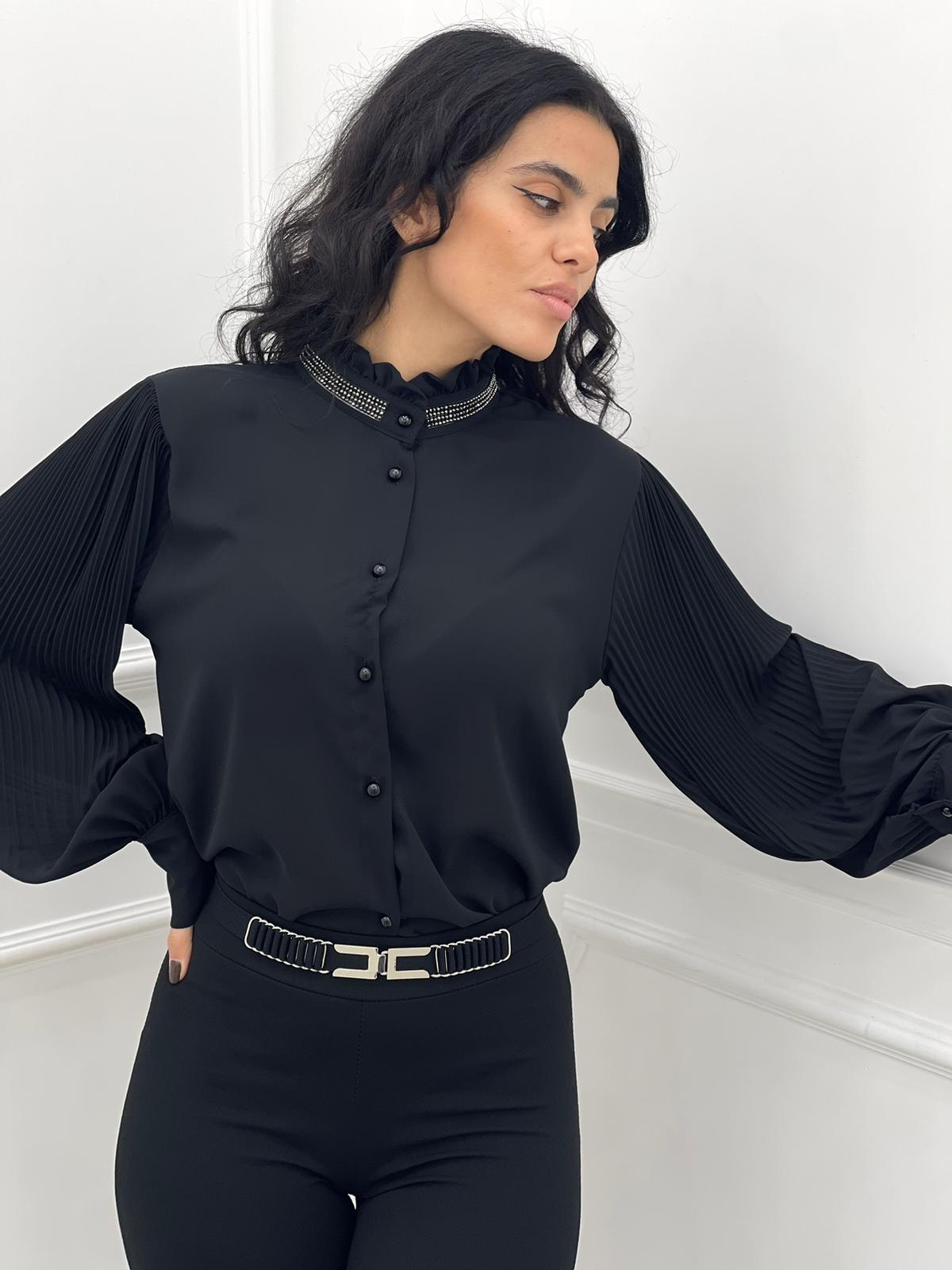 CAMICIA GEORGETTE COLLO STRASS