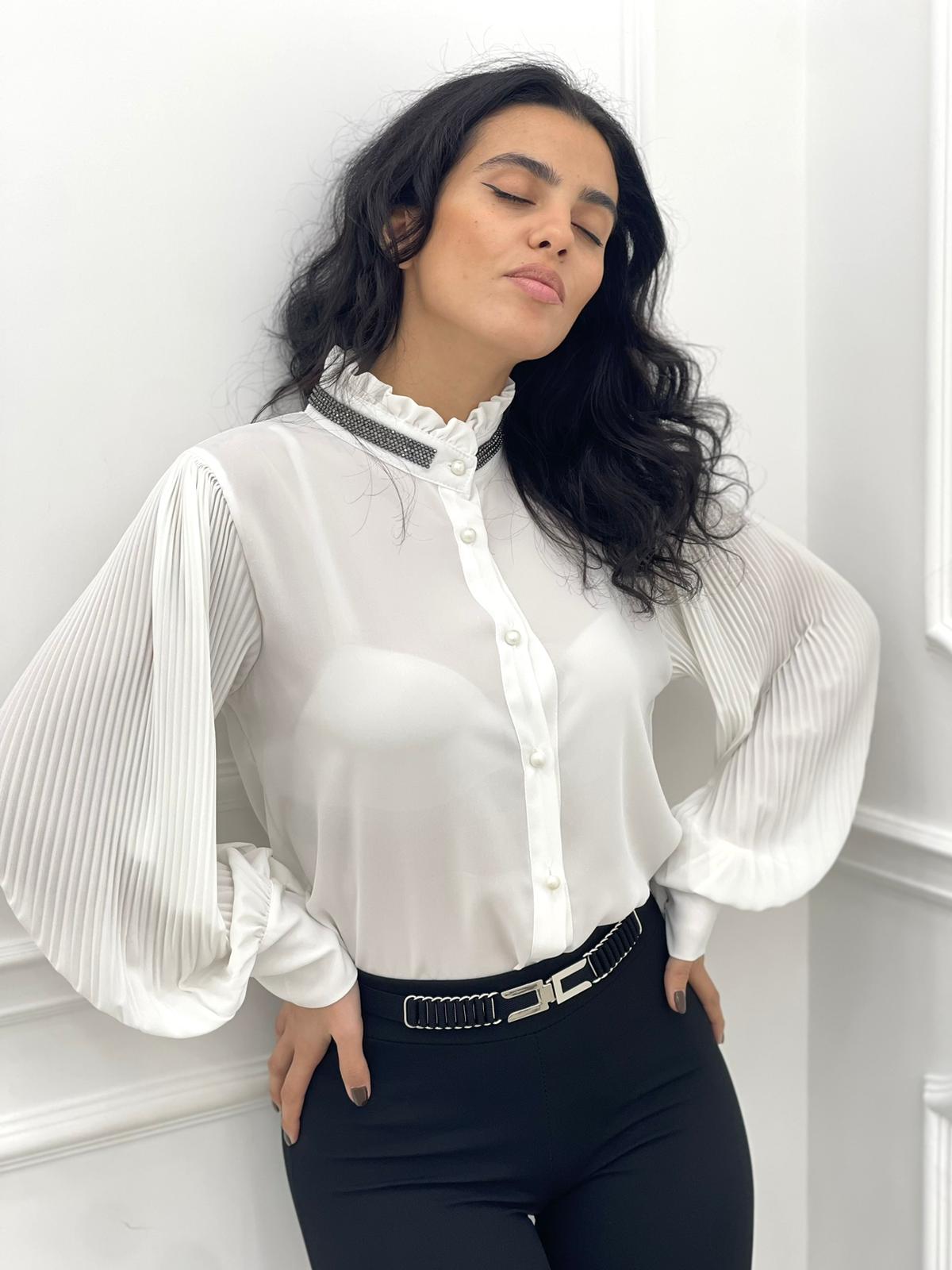 CAMICIA GEORGETTE COLLO STRASS