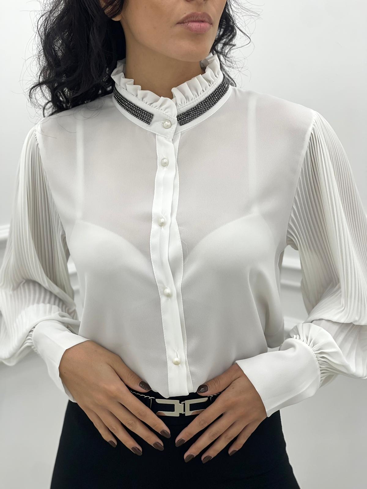 CAMICIA GEORGETTE COLLO STRASS