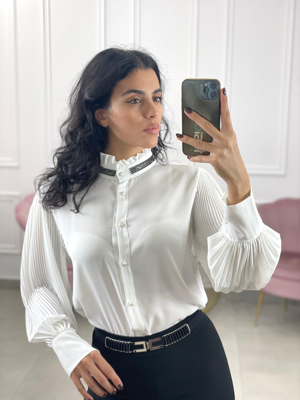 CAMICIA GEORGETTE COLLO STRASS