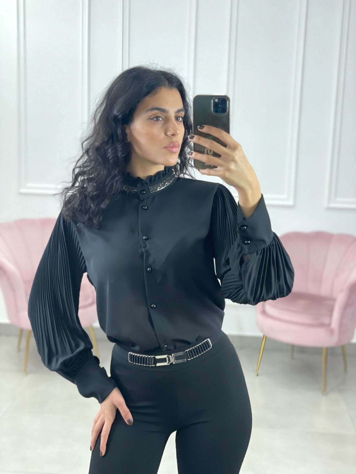 CAMICIA GEORGETTE COLLO STRASS